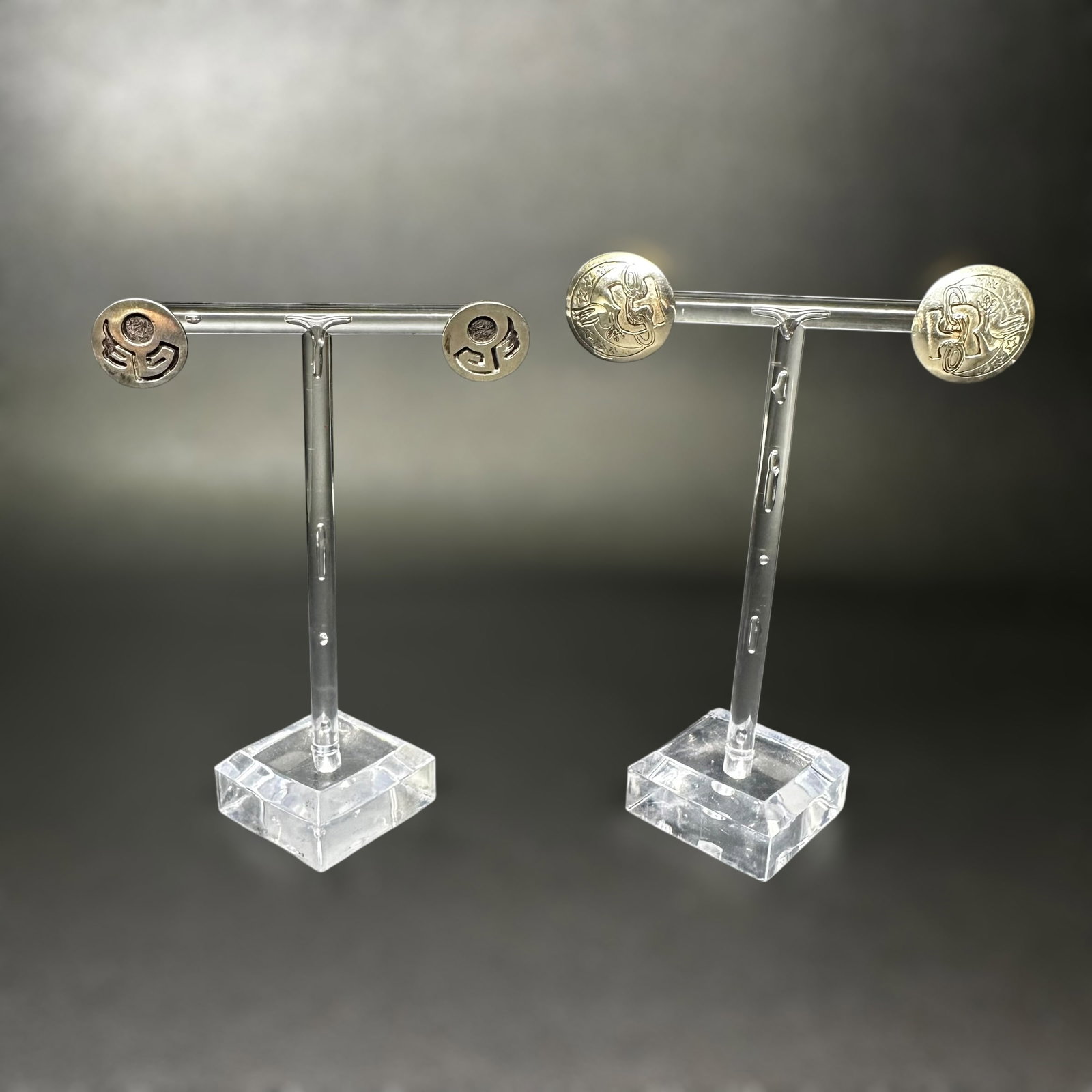 6g Native American Sterling Silver Stud Earring Lot - 2 Pairs: 6g Native American Sterling Silver Stud Earring Lot - 2 Pairs:Brand/Model: Unknown; mixed designs.Manufacturer Location: Not marked.Year Produced: Unknown.Condition: Overall good condition with surfac