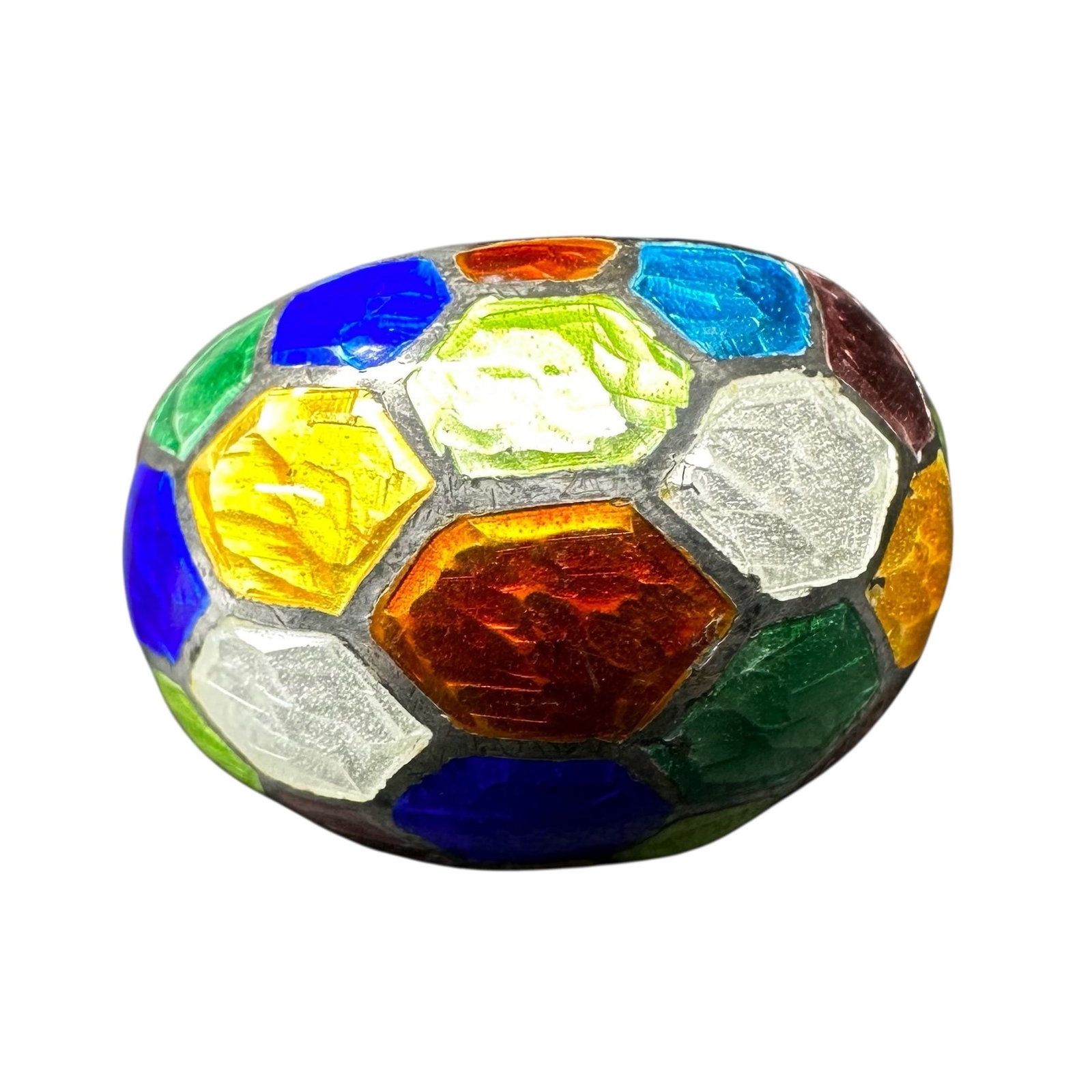 Sz6.75/7g Vintage 925 Sterling Silver Enamel Mosaic Ring: Sz6.75/7g Vintage 925 Sterling Silver Enamel Mosaic Ring:Brand/Model: Unknown.Manufacturer Location: Not marked.Year Produced: Unknown.Condition: Good pre-owned condition with surface wear, scratches,