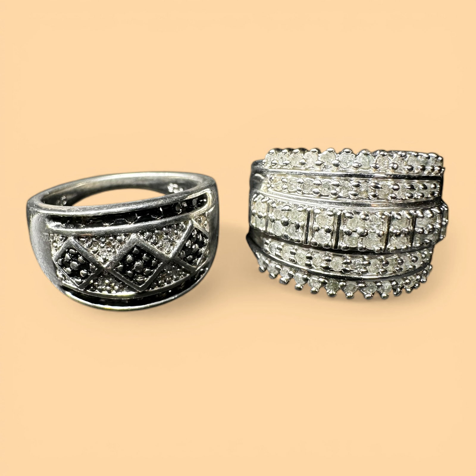 Sz6.5/Sz7/12g 925 Sterling Silver Marcasite Ring Lot - 2 Pc (1 of 12)