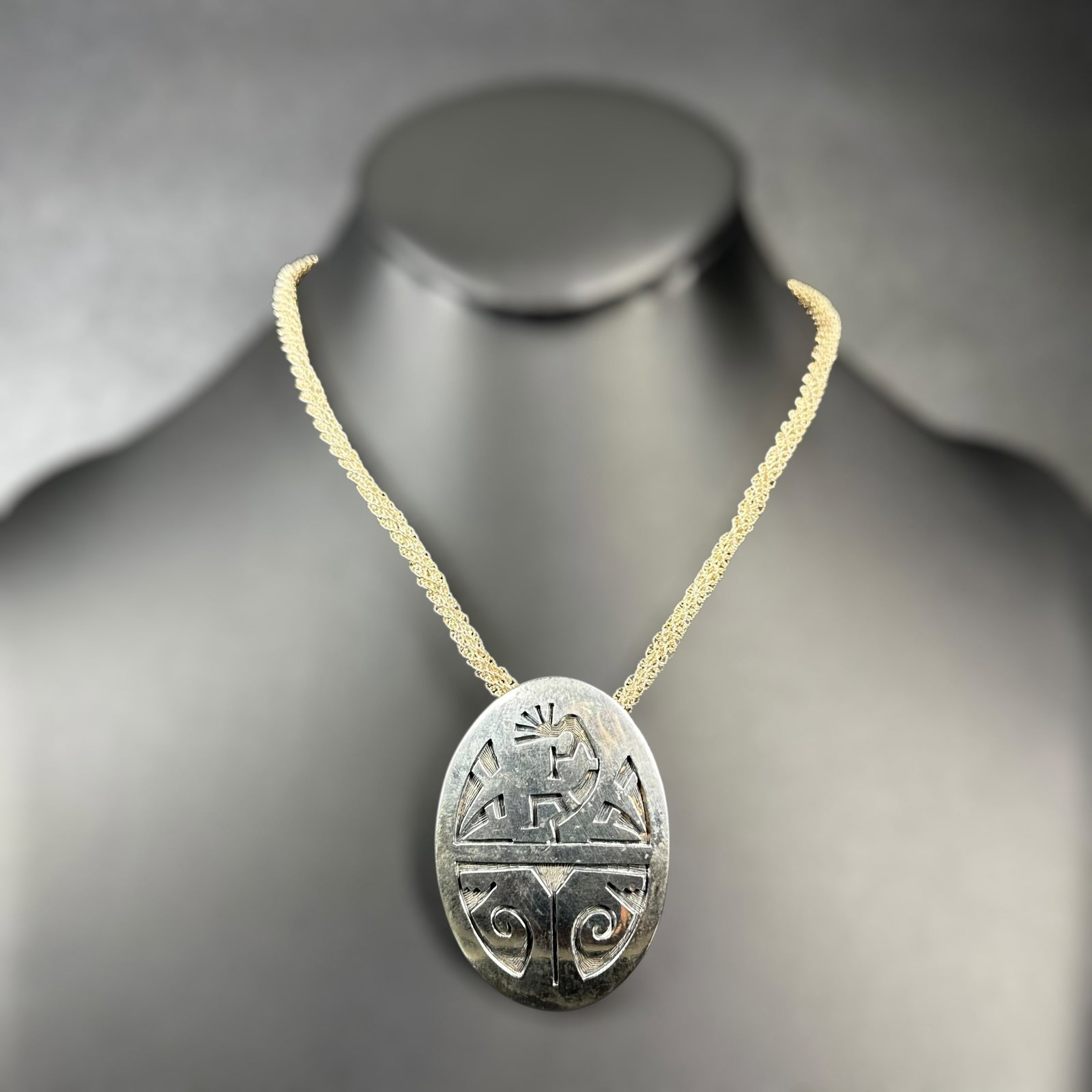 14”/30g Sterling Silver Kokopelli Bolo Tie w/ Chain: 14”/30g Sterling Silver Kokopelli Bolo Tie w/ ChainBrand/Model: Hallmark/Pictograph. Hopi artisan; unidentified.Manufacturer Location: Not marked.Year Produced: Unknown.Condition: Good overall c