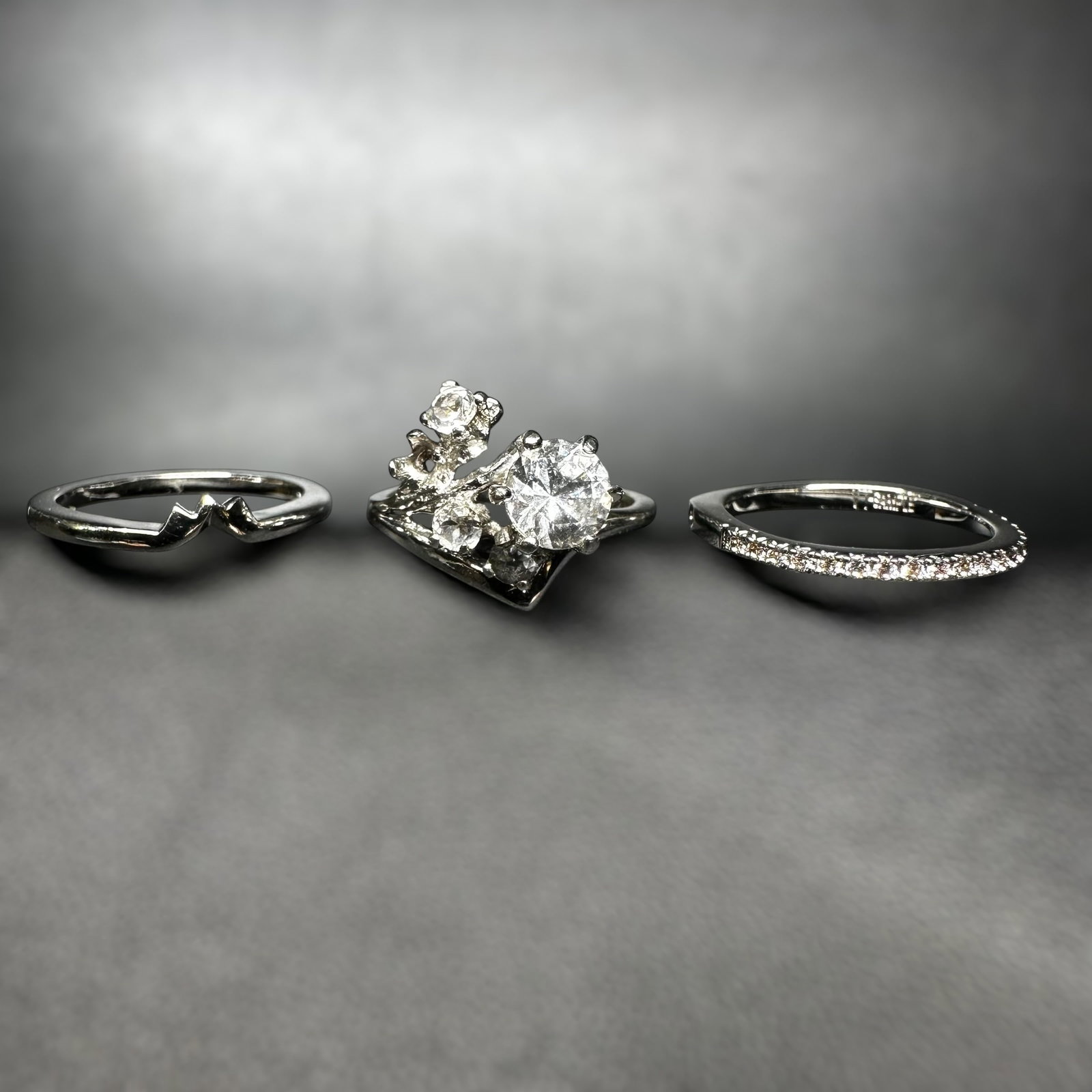 Sz6/Sz6.25/Sz6.5/7g Sterling Silver Cubic Zirconia Bridal Ring Set: Sz6/Sz6.25/Sz6.5/7g Sterling Cubic Zirconia Bridal Ring Set:Brand/Model: Unknown brand.Manufacturer Location: Not marked.Year Produced: Unknown.Condition: Overall good condition with light surface wea
