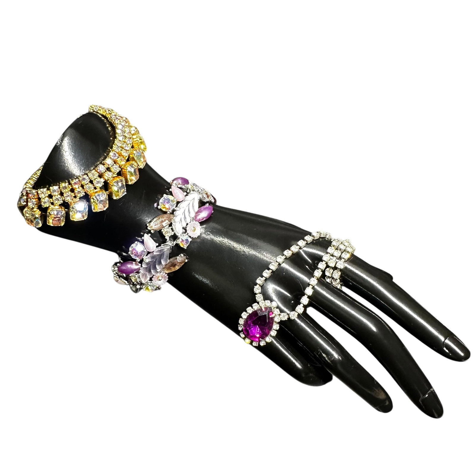 16"/6.5"/7"/89g Vintage Rhinestone Necklace & Bracelet Lot (1 of 13)