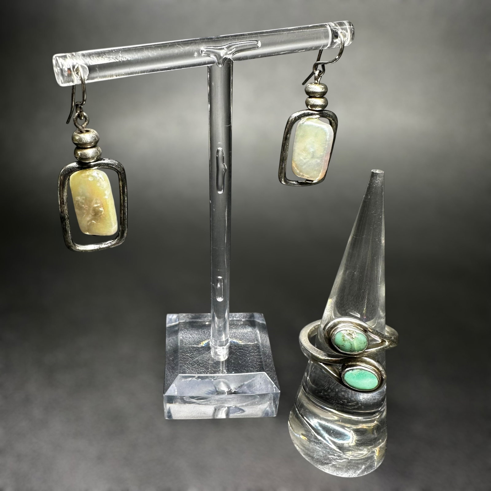 Sz6.5/10g Native American 925 Sterling Silver Turquoise & Fresh Water Pearl Earring/Ring Lot: Native American 925 Sterling Silver Earring Ring Lot:Brand/Model: Unknown.Manufacturer Location: Not marked.Year Produced: Unknown.Condition: Overall good pre-owned condition with surface wear, light