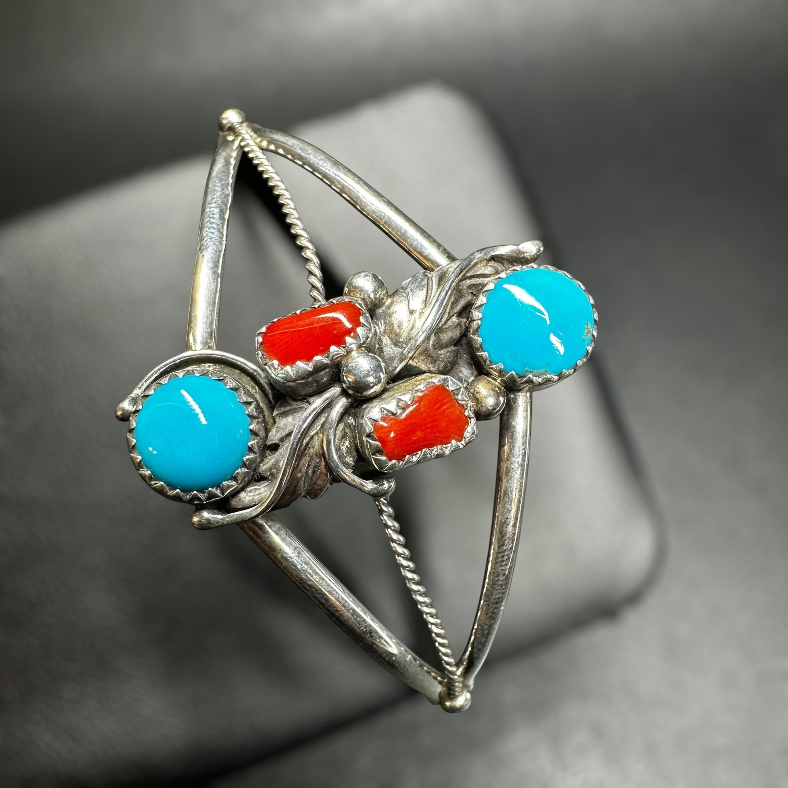 6.5"/14g: 6.5"/14g Native American Jean Dixon Sterling Turquoise Coral CuffBrand/Model: Hallmarked; "J" with "Sterling" Navajo artisan Jean Dixon. Another hallmark set with initials that appear as “AA”