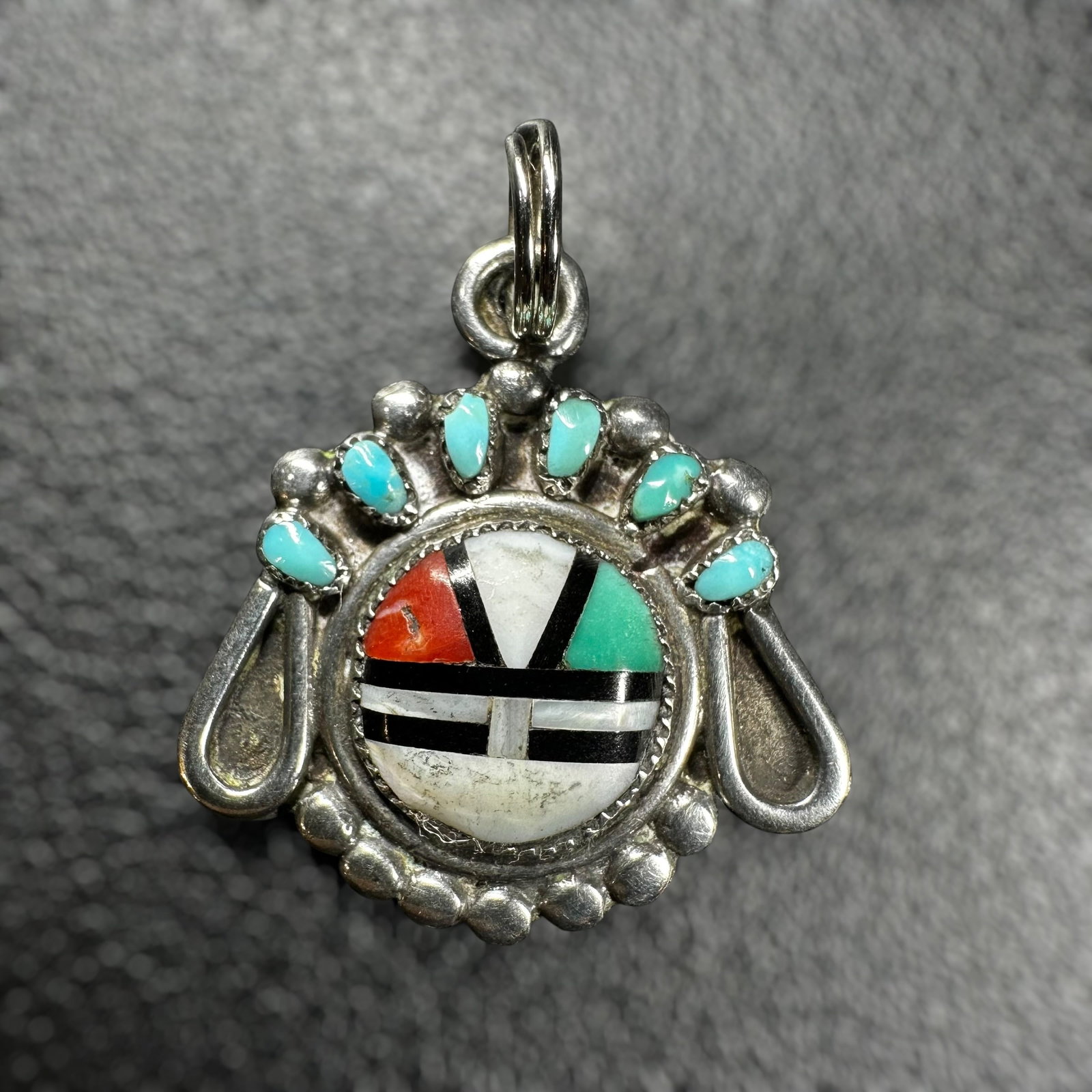 2g Native American Multi-Stone Inlay Kachina Sterling Pendant (1 of 6)