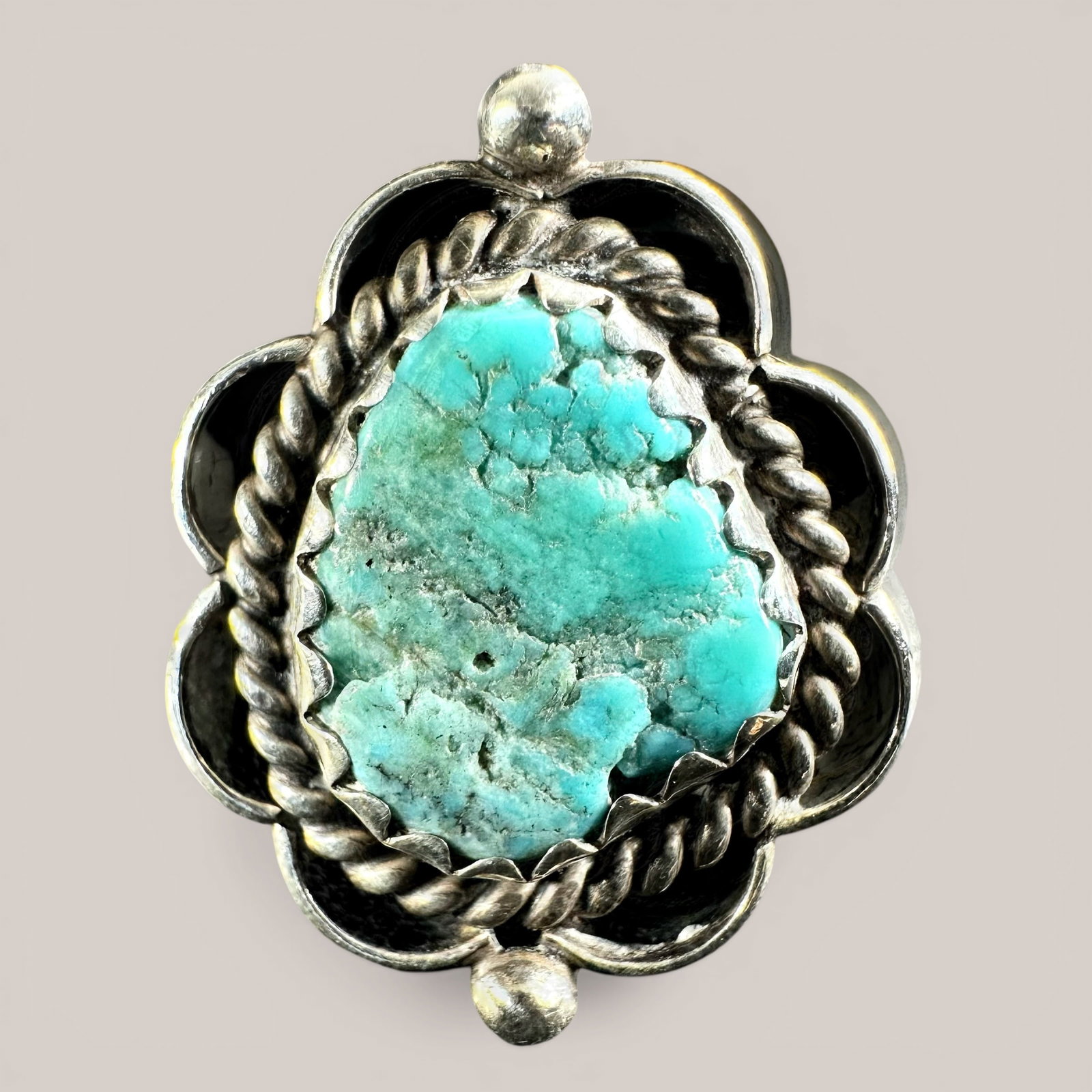 Sz7.75/5g Native American Sterling Silver Kingman Turquoise Ring (1 of 8)