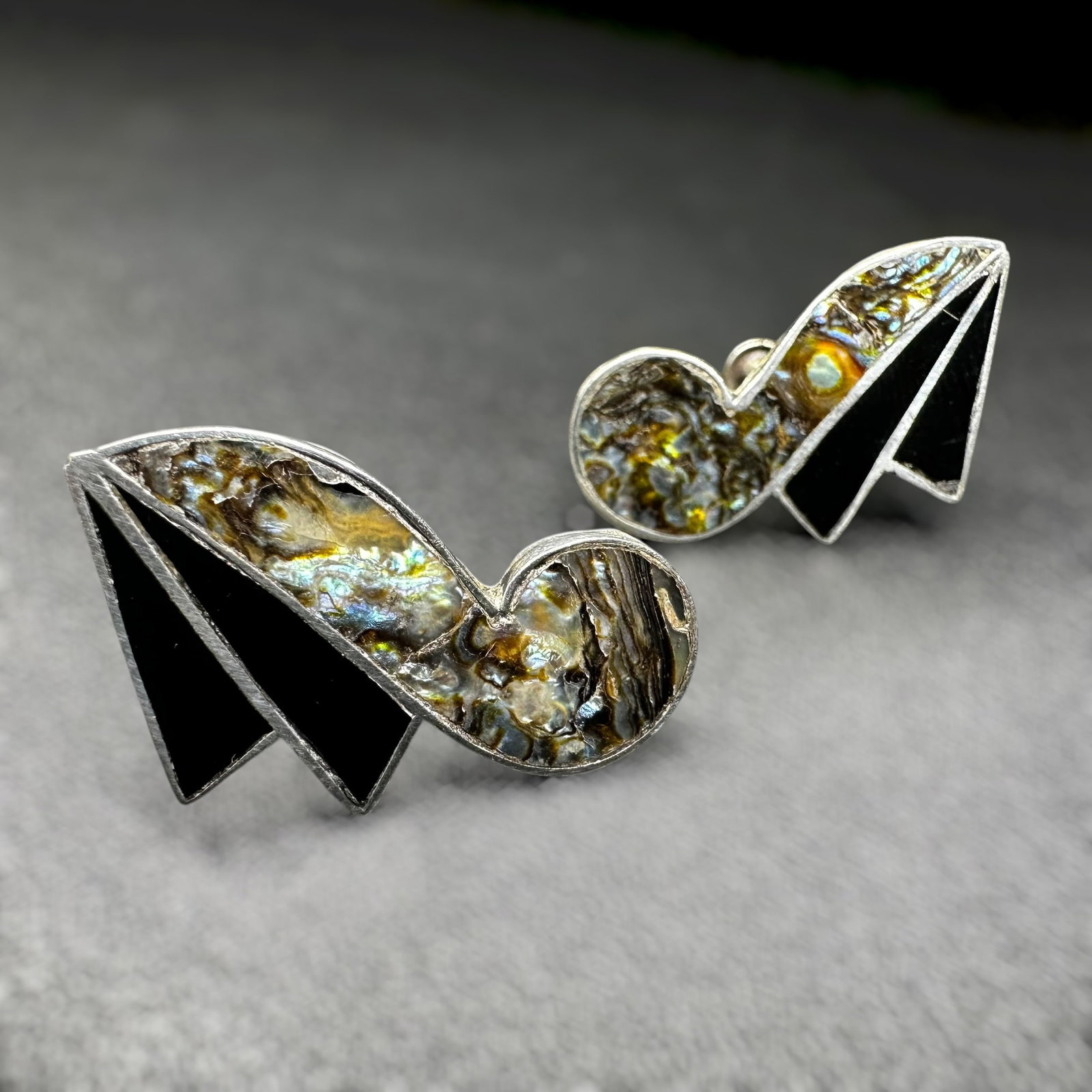 7g Taxco 925 Sterling Silver Abalone Screw Back Earrings: (1 of 7)