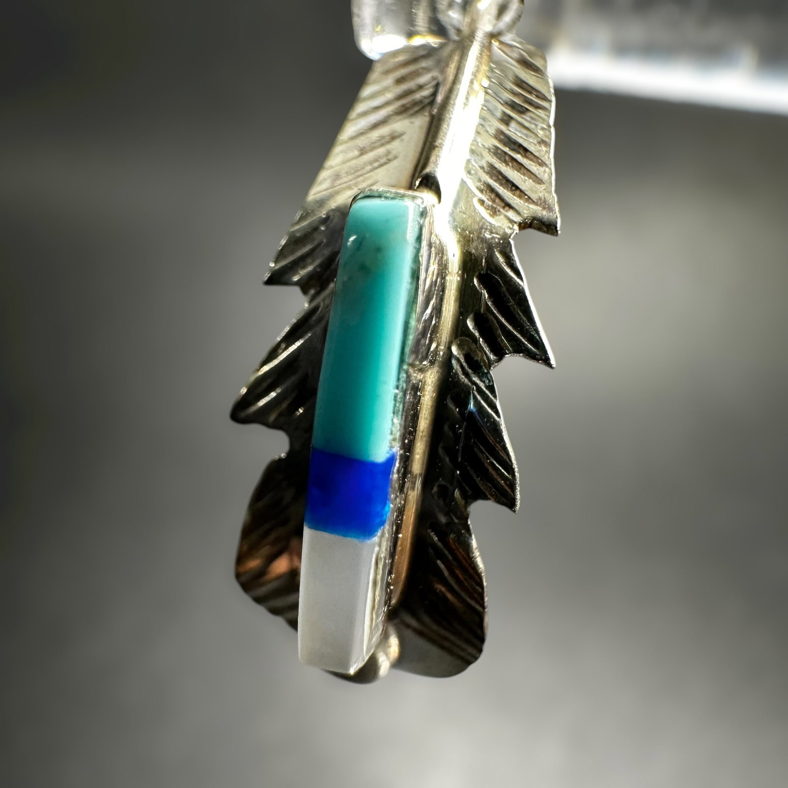 -1g Navajo Allen Barney Sterling Silver Sleeping Beauty Lapis Lazuli MOP Inlay Earrings (1 of 7)