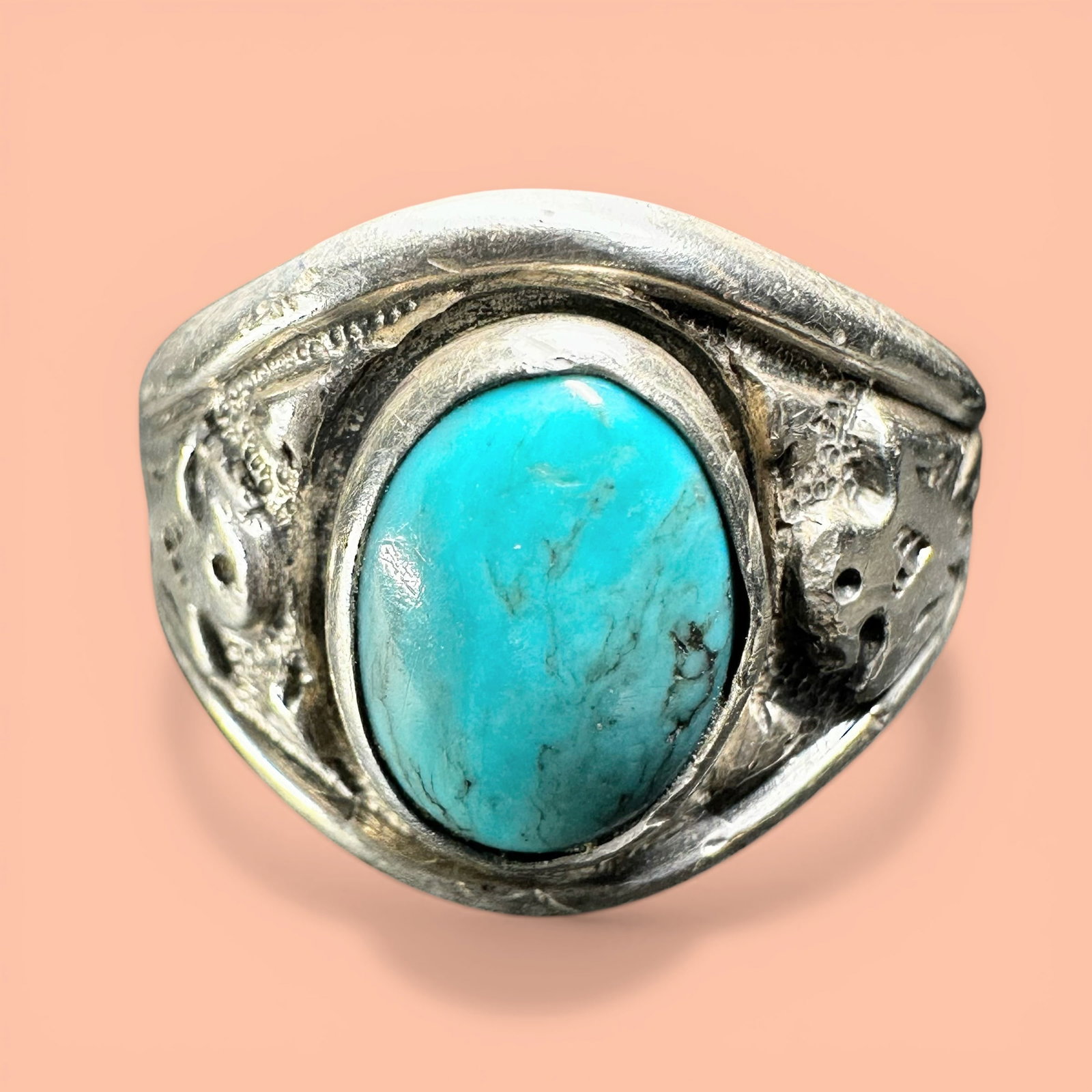 Sz6/5g Vintage Sunbell Sterling Silver Kingman Turquoise Thunderbird Ring: Sz6/5g Vintage Sunbell Sterling Silver Kingman Turquoise Thunderbird Ring:Brand/Model: Hallmark; Sunbell. Manufacturer Location: Southwest United States.Year Produced: 1980s.Condition: Good condition