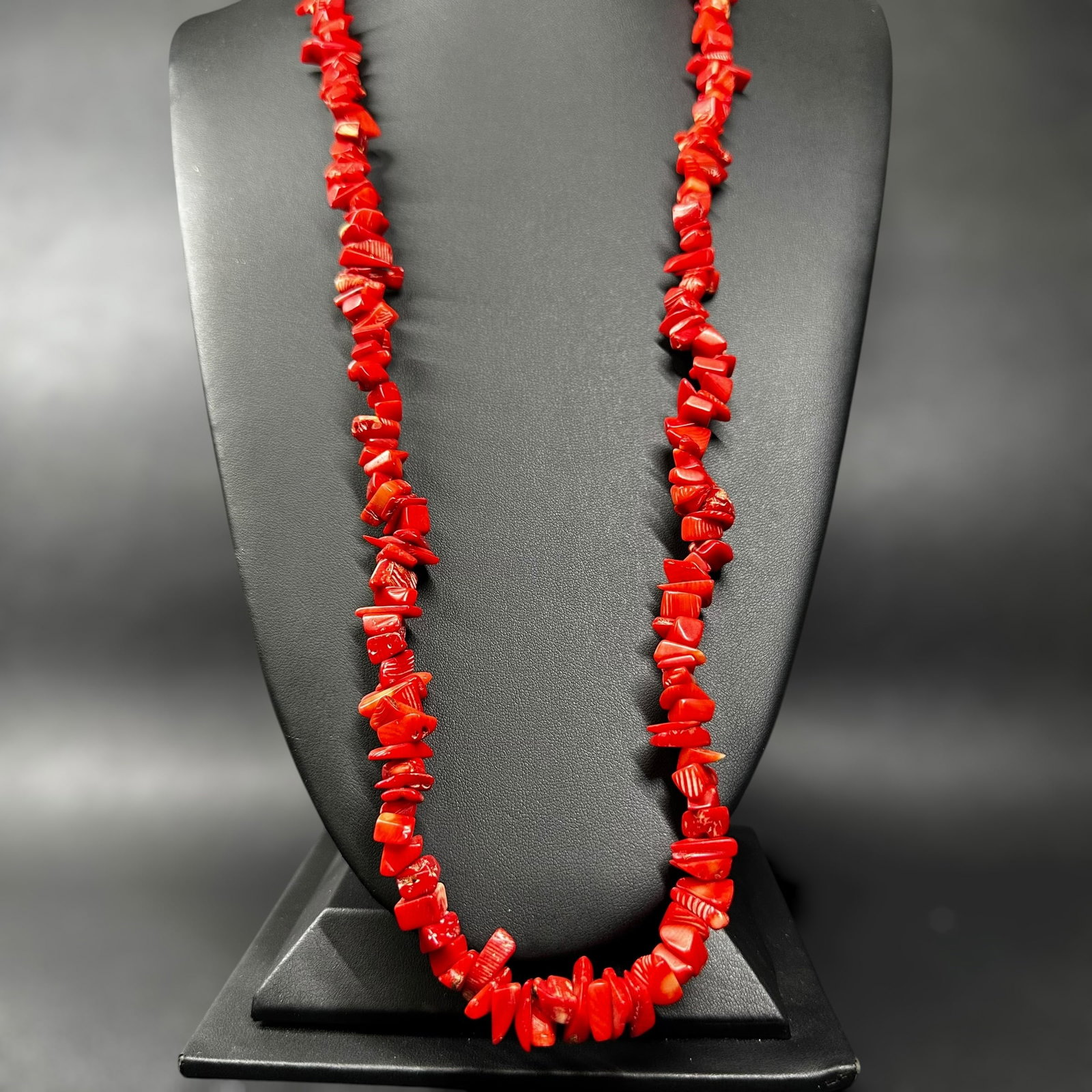 32"/106g Vintage Native American Navajo Red Coral Beaded Necklace (1 of 6)