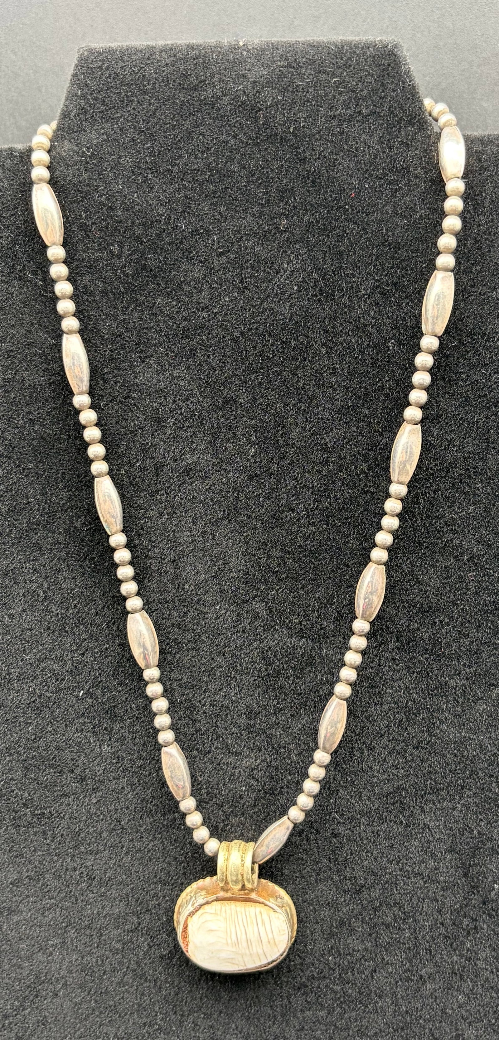 Artisan Mixed-Metal Pendant Necklace with Sterling Beads (1 of 4)