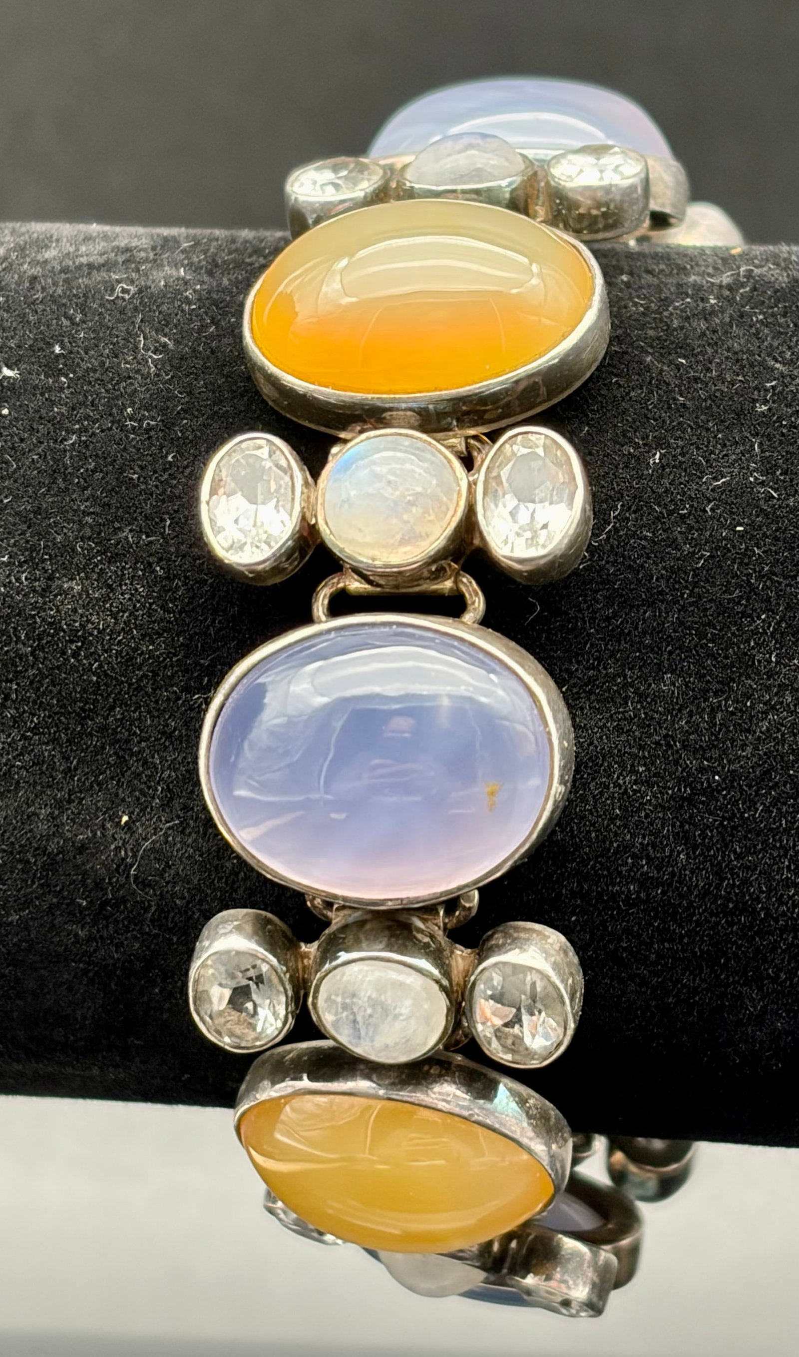 Sterling Silver Multi-Stone Bracelet with Chalcedony, Moonstone & Citrine Accents (1 of 6)