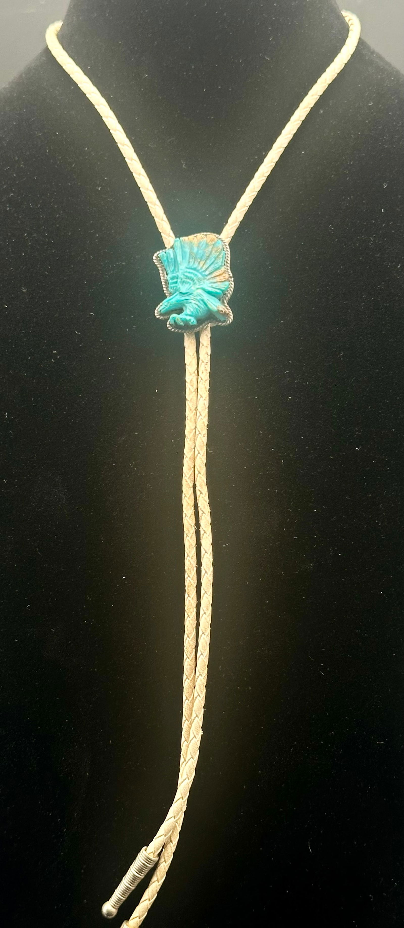 Vintage Sterling Silver Turquoise Eagle Bolo Tie (1 of 5)