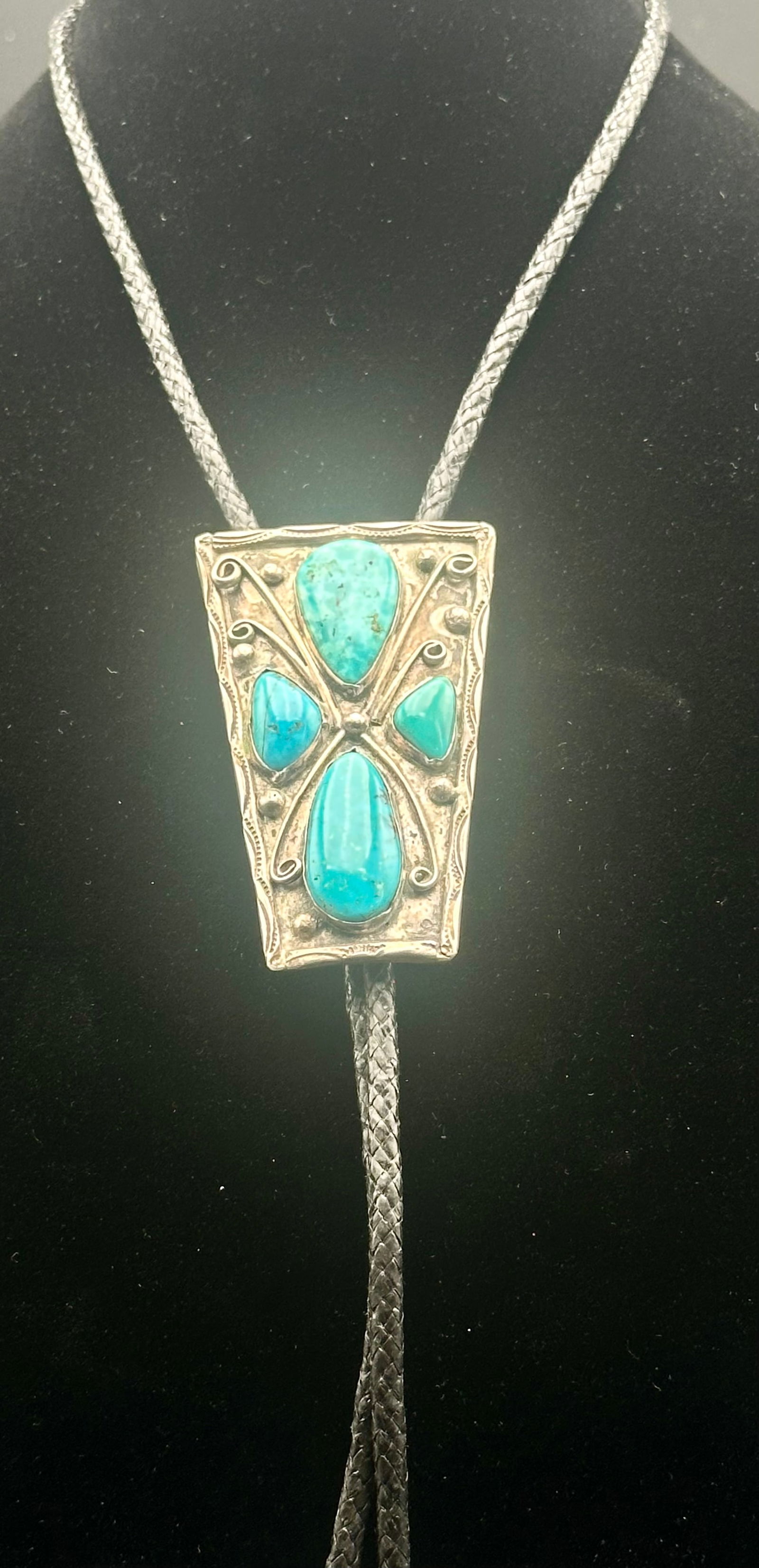 Vintage Sterling Silver Turquoise Bolo Tie – Southwestern (1 of 6)