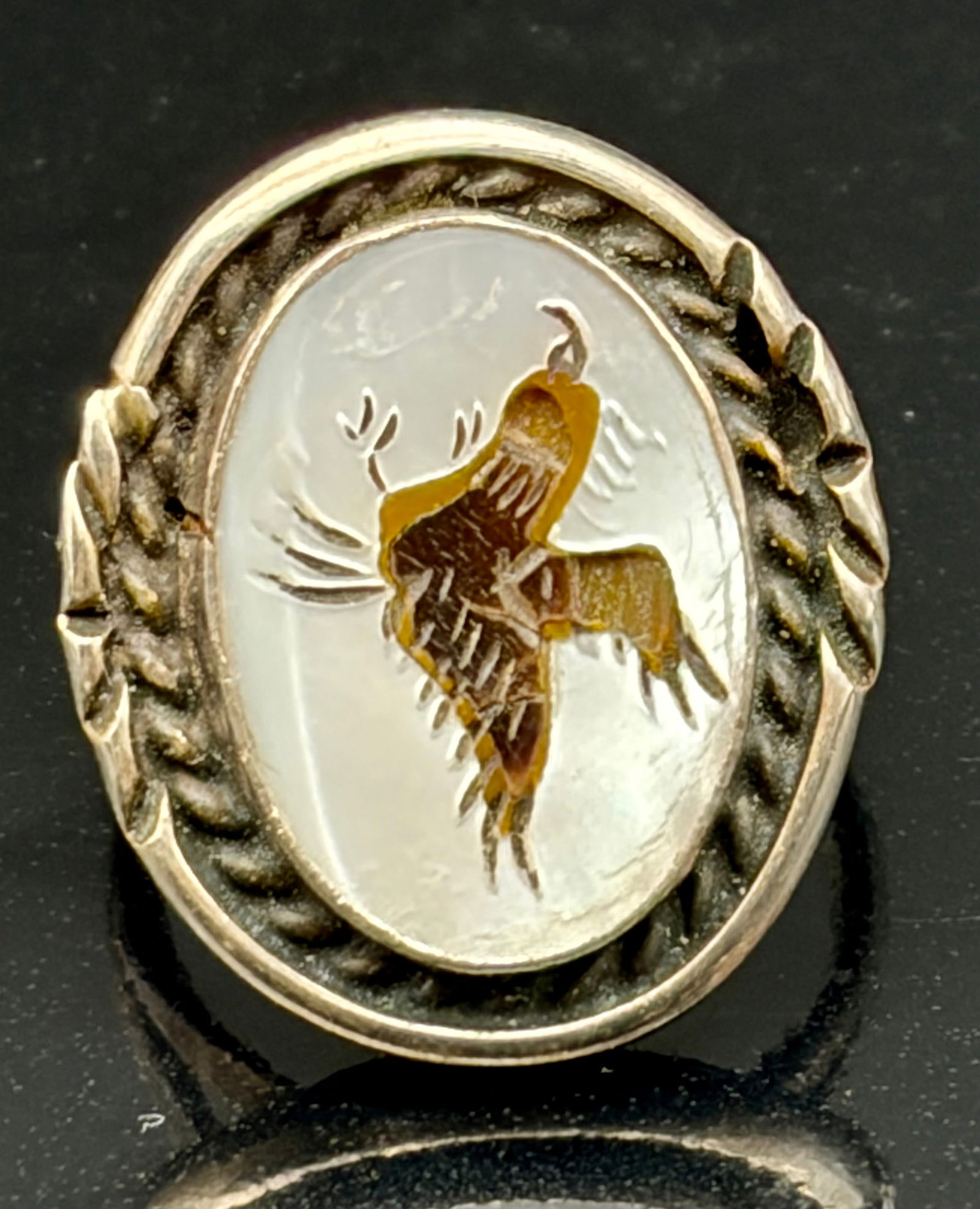 Vintage Sterling Silver Intaglio Bird Cameo Ring (1 of 5)