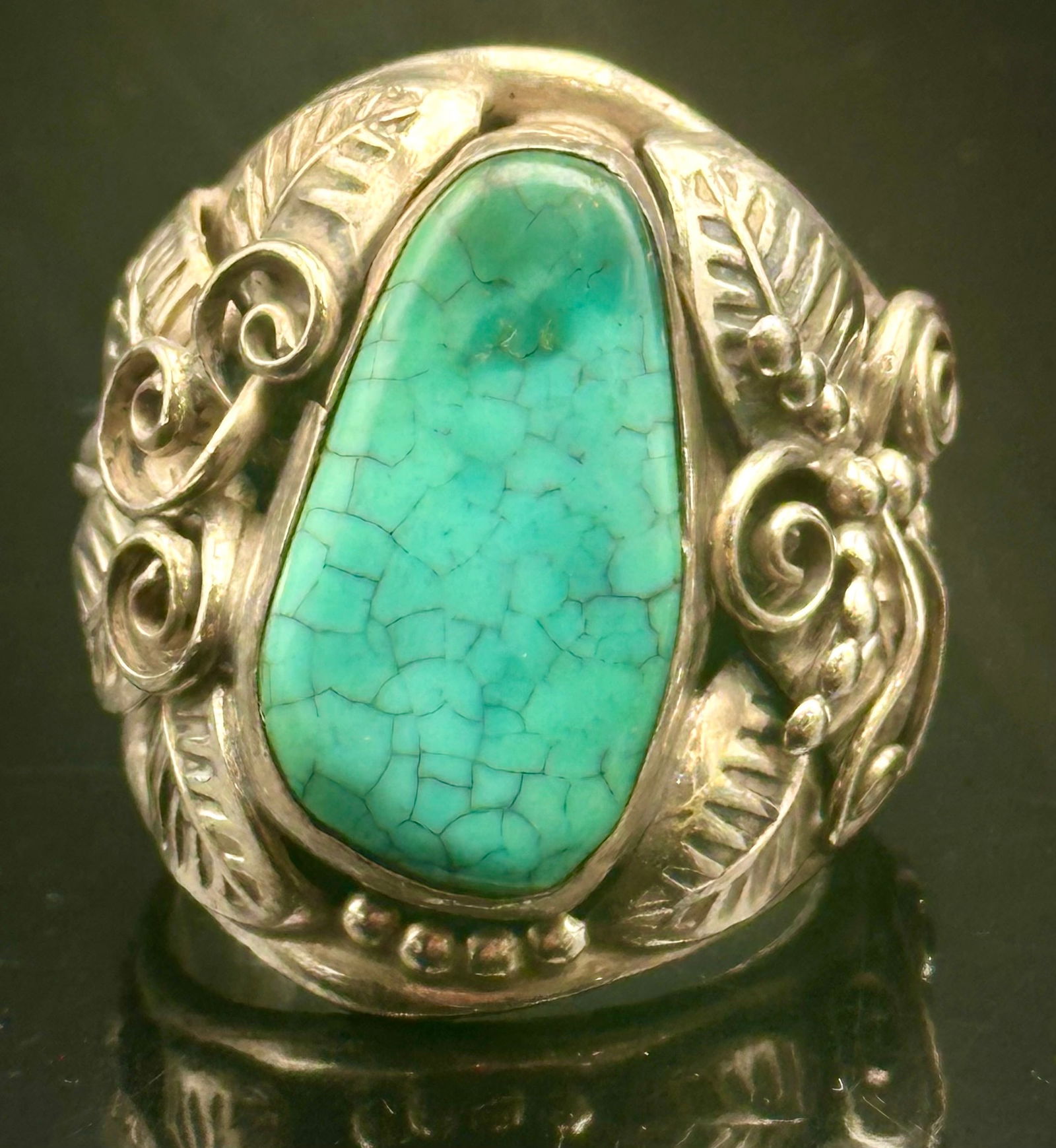 Sterling Silver Turquoise Ring – Southwestern Style – 20g (1 of 9)