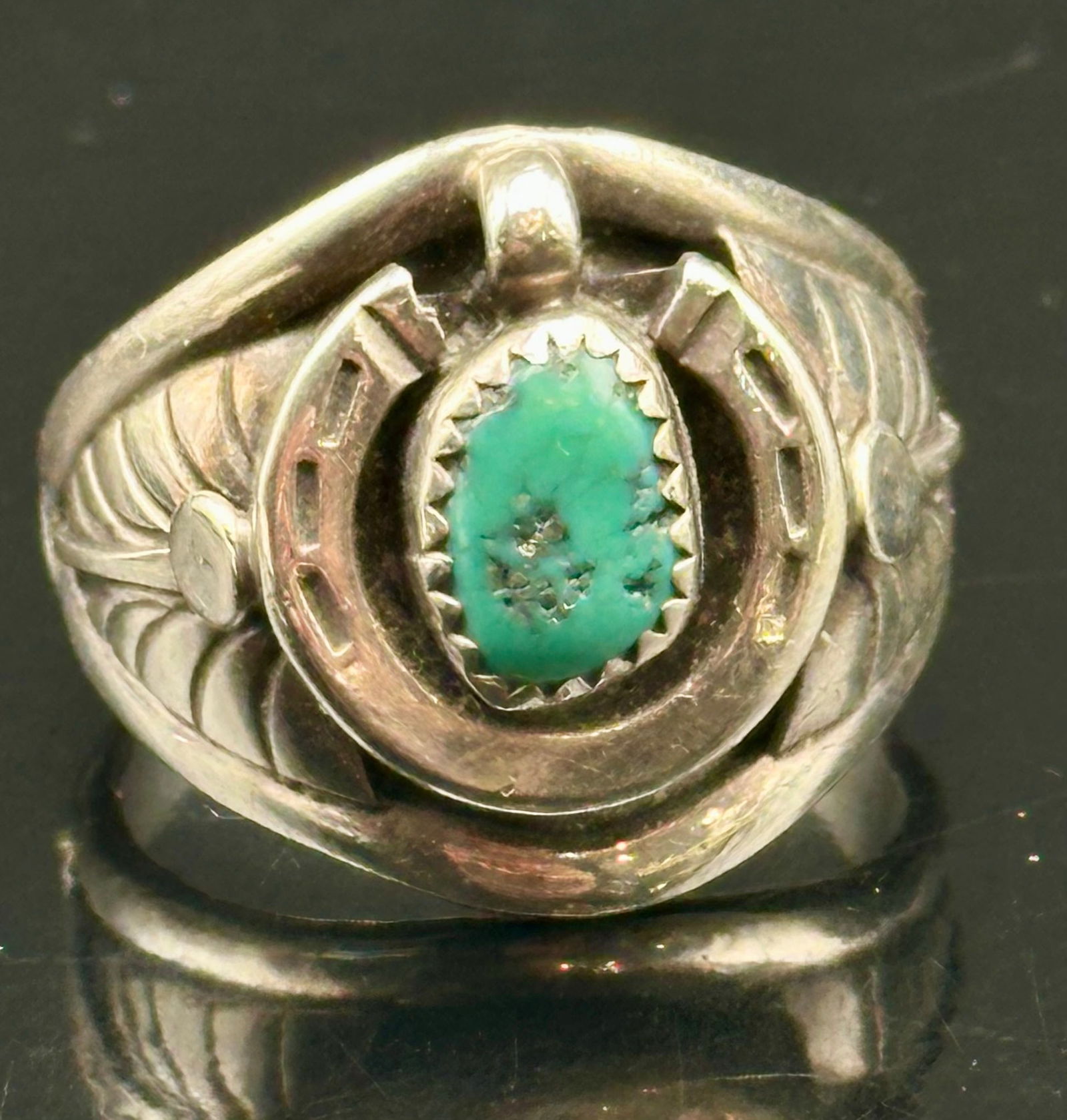 Vintage WL Sterling Silver Turquoise Ring – 13g (1 of 7)