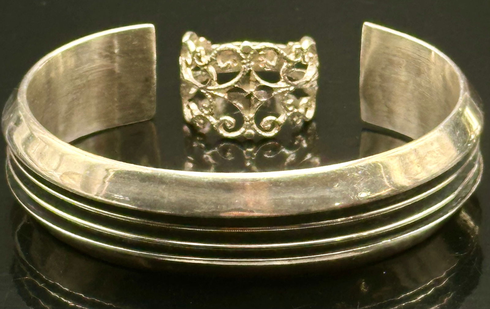 Vintage Tom Hawk Sterling Silver Cuff Bracelet & Filigree Ring – 46g (1 of 15)