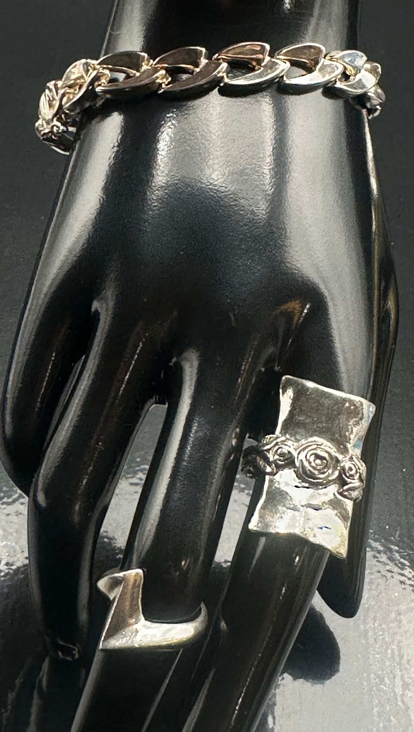 Sterling Silver Jewelry Lot – Link Bracelet & Modernist Ring – 30g (1 of 16)