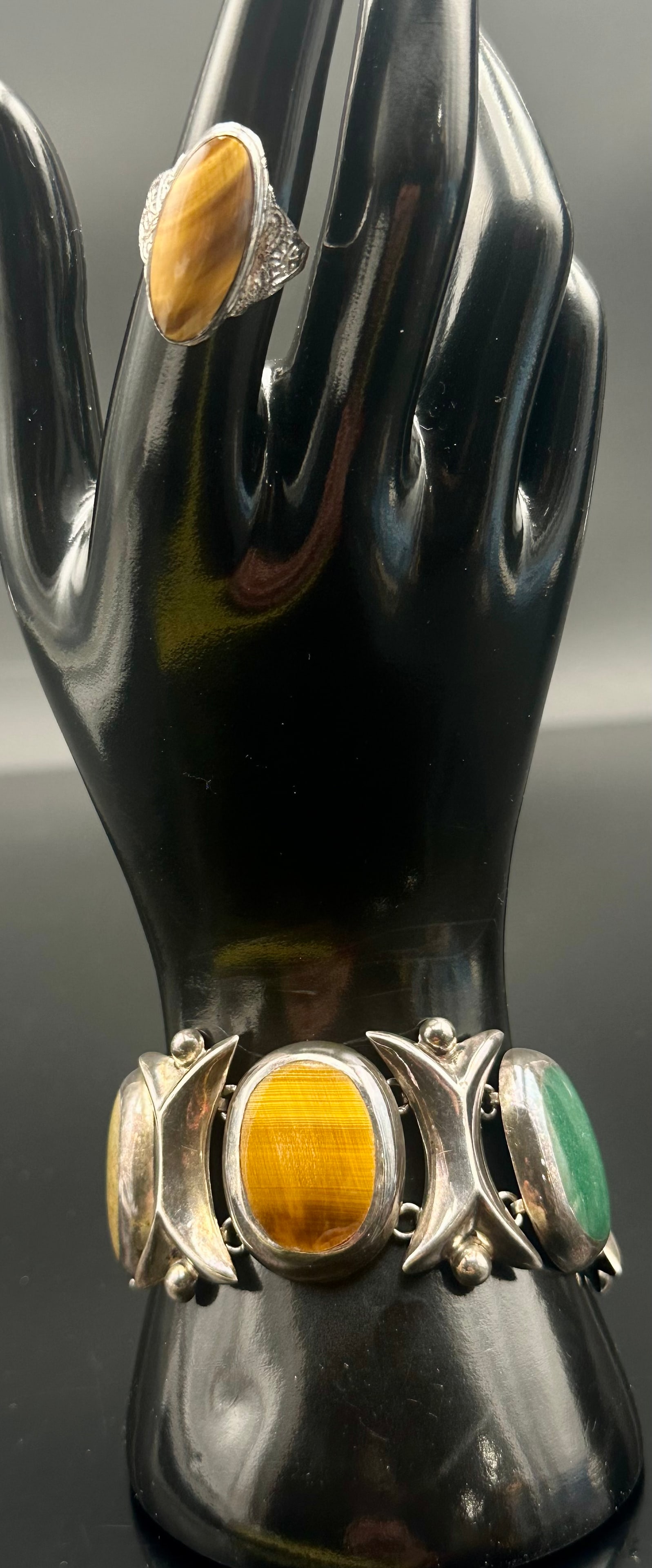 Vintage Native American Sterling Silver Multi-Stone Bracelet & Ring Set – 76g (1 of 13)