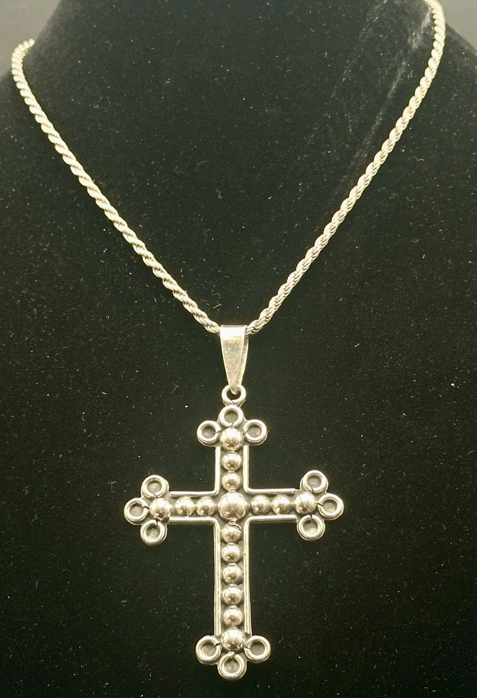 Relios American West Sterling Silver Beaded Cross Necklace – 34g (1 of 10)