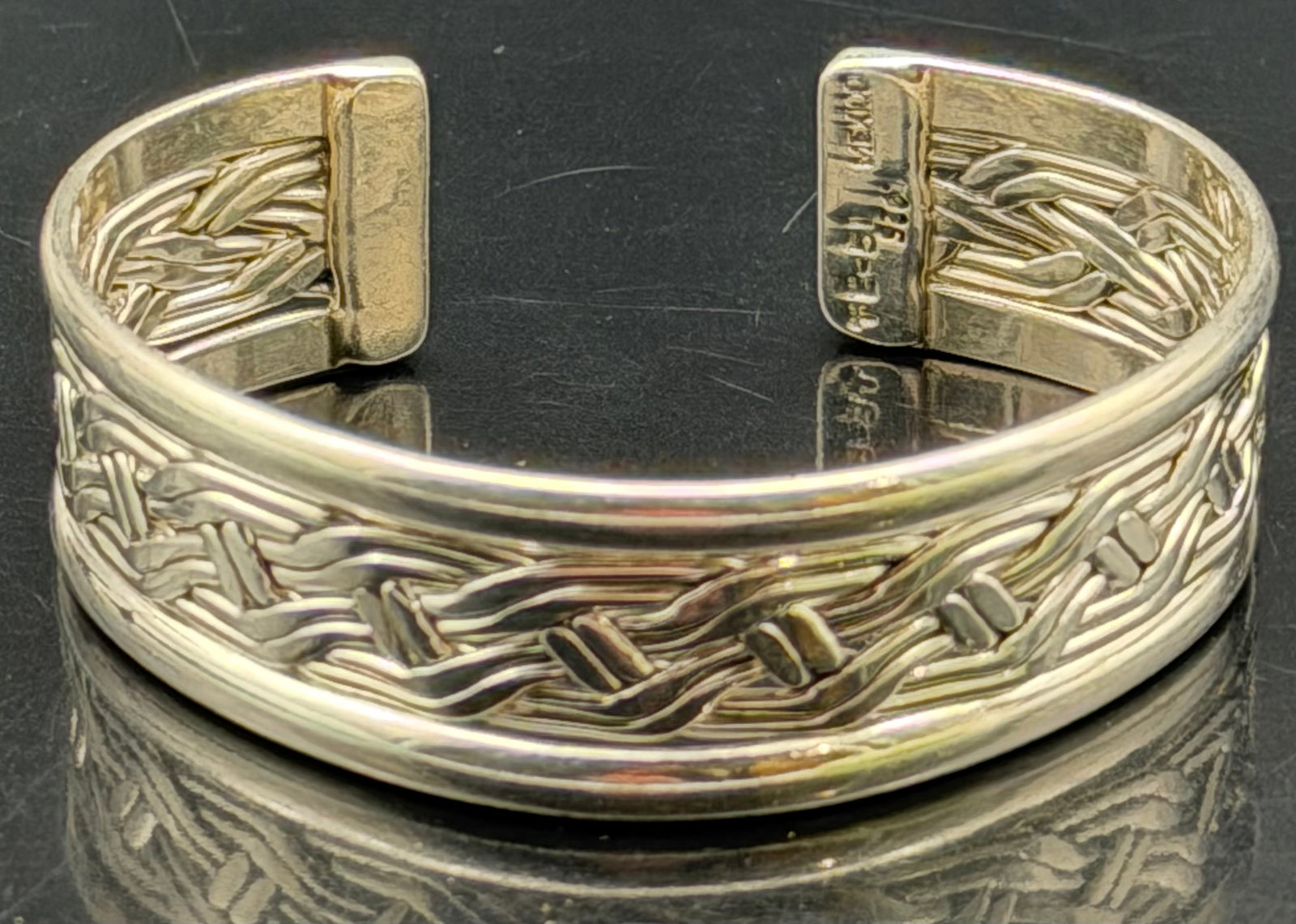 Vintage Mexico 925 Sterling Silver Braided Cuff Bracelet – 31g (1 of 8)