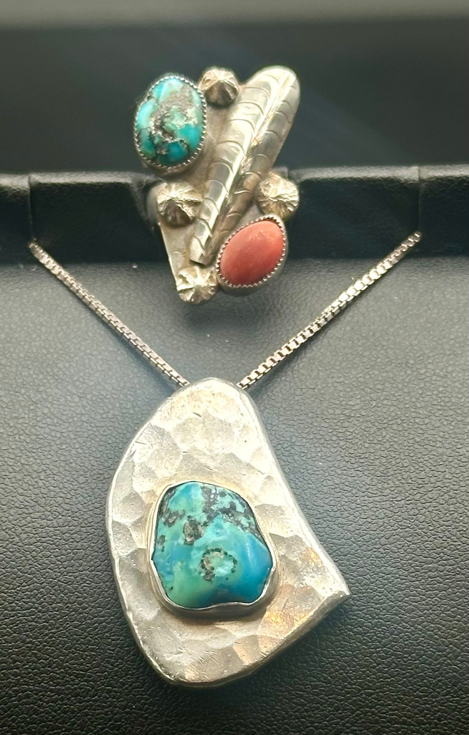 R.T.T. Sterling Turquoise Ring & Pendant Necklace 29g (1 of 14)