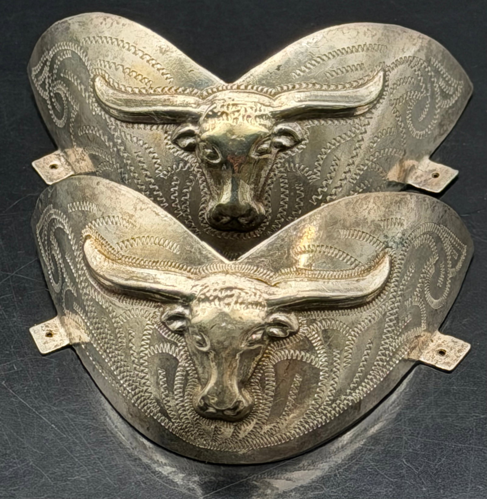 Vintage Cowen Sterling Silver Longhorn Concho – Western Belt / Tack – 29g (1 of 6)