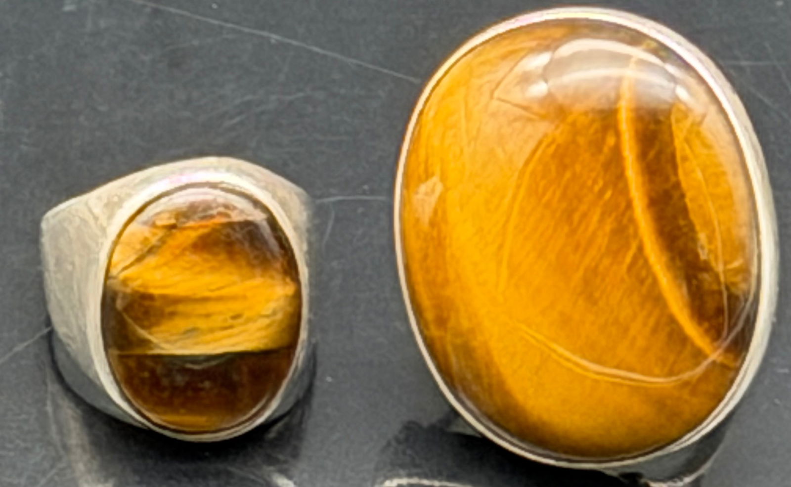Men’s Sterling Silver 925 Tiger’s Eye Rings – Lot of 2 – 32g (1 of 10)