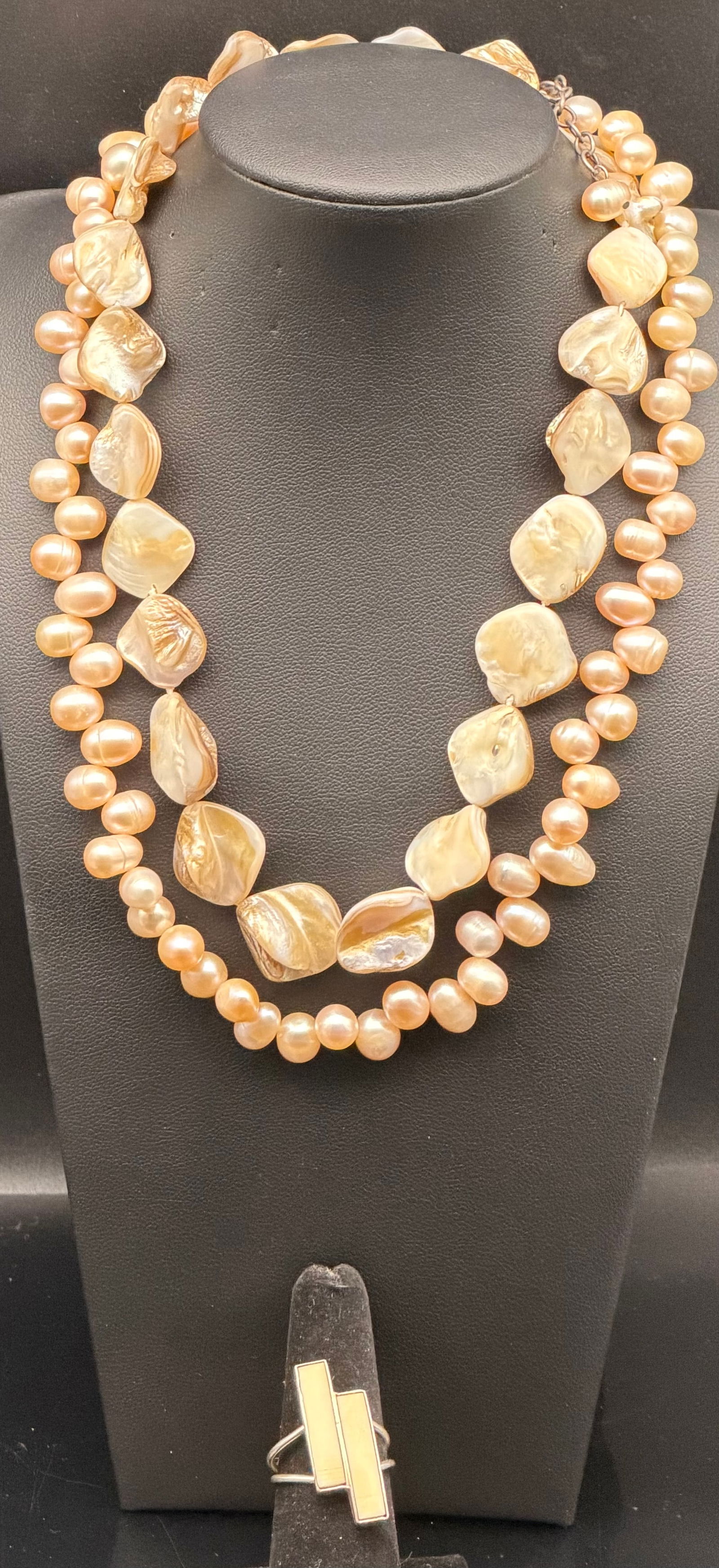 Freshwater Pearl & Shell Necklace with Matching Ring – 83g (1 of 13)