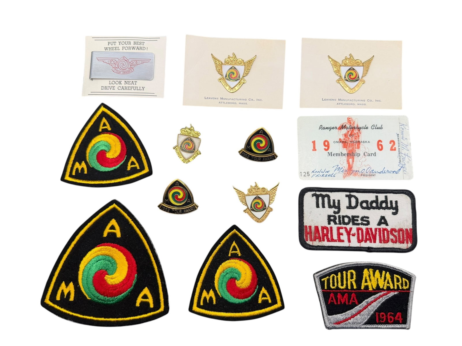 American Motorcyle Association Award Pins Patches Money Clip Membership Card (1 of 11)