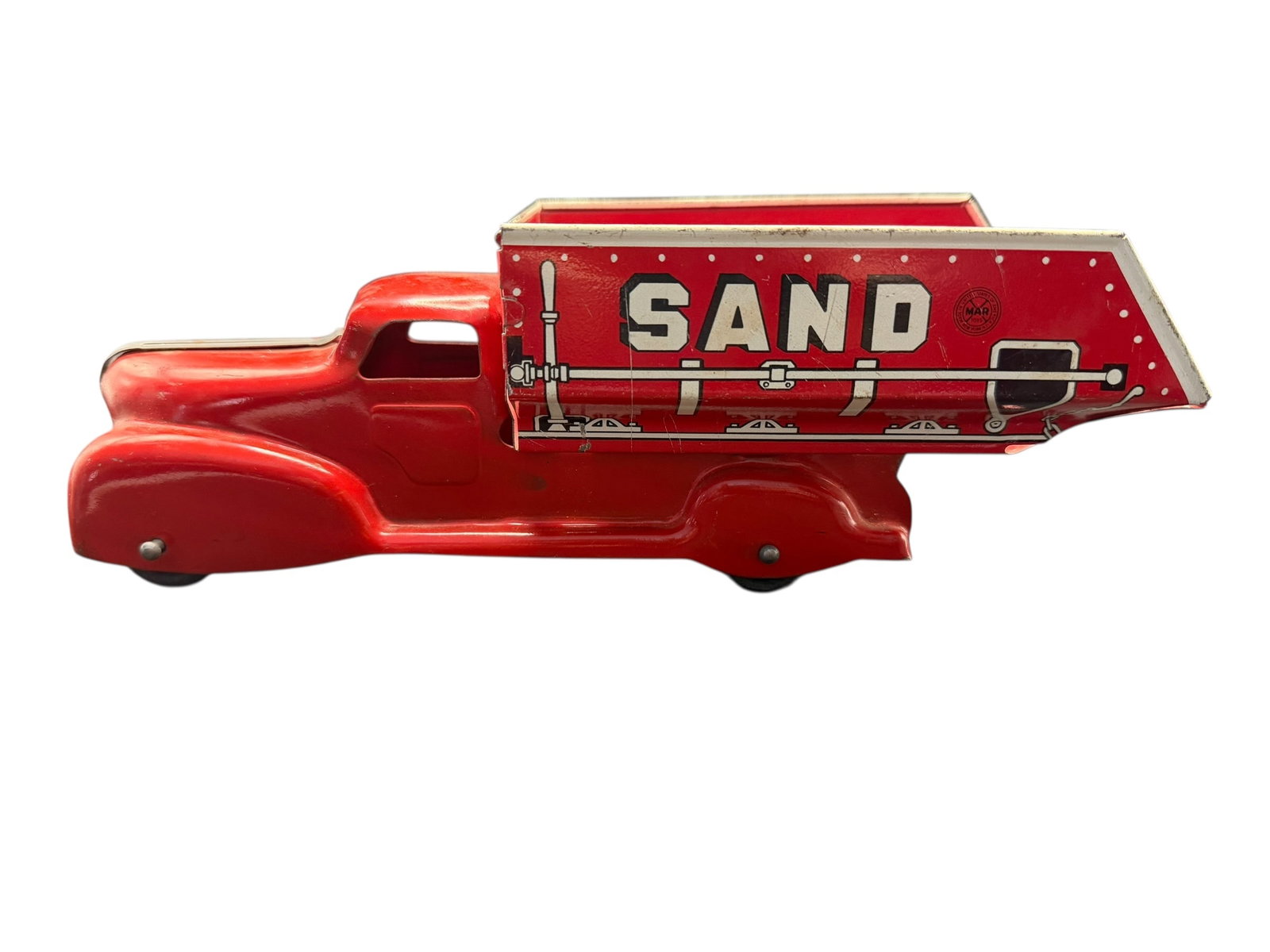 Vintage Marx Pressed Steel Tin Litho Toy Sand Gravel Dump Truck 10” (1 of 10)