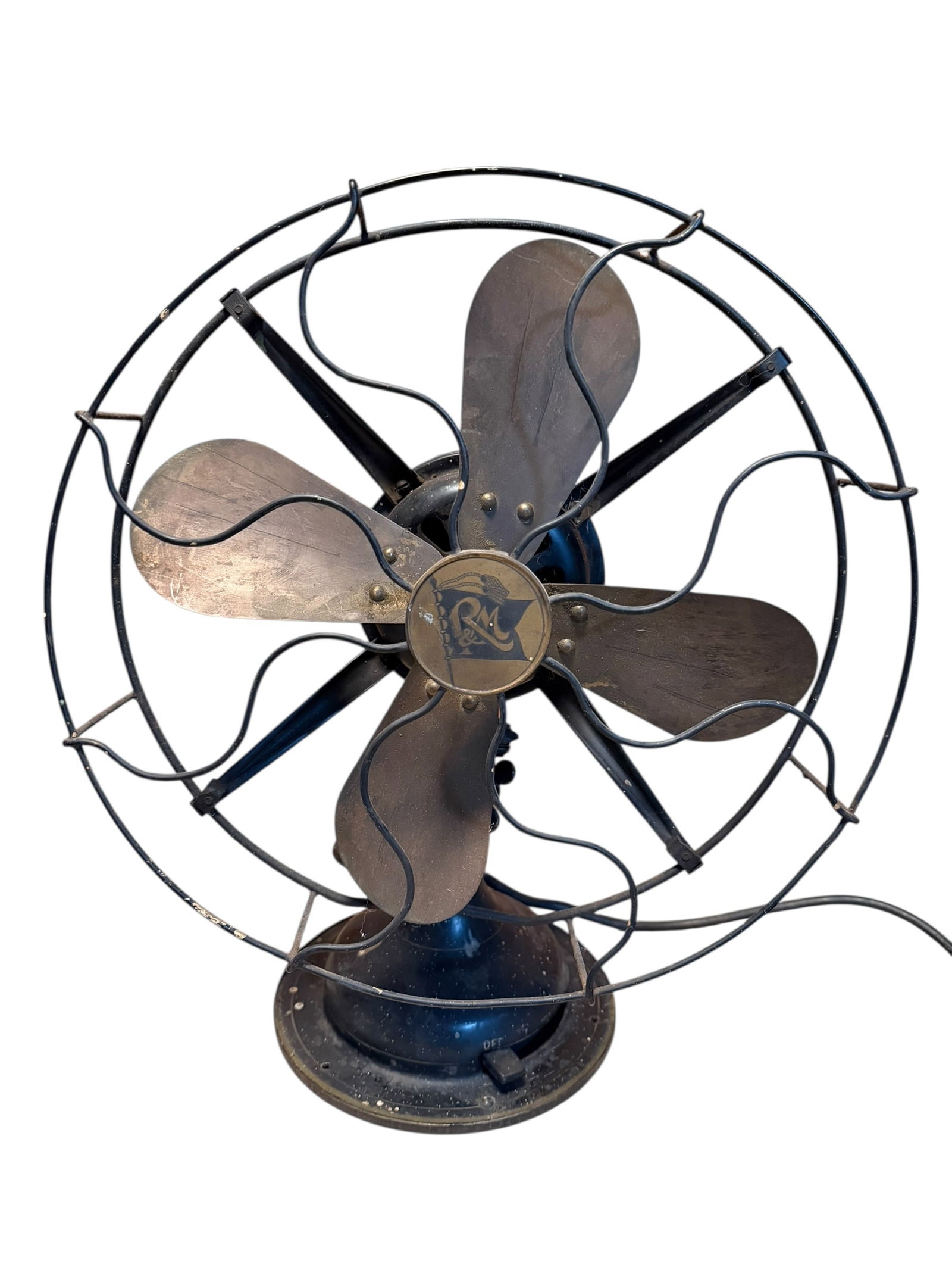 Antique Robbin’s & Myers Model 3804 Oscillating Brass Blade Fan (1 of 10)