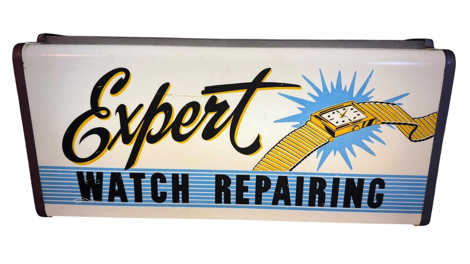 Vintage Expert Watch Repairing Advertising Watchmaker Jeweler Light Sign Swartchild (1 of 10)