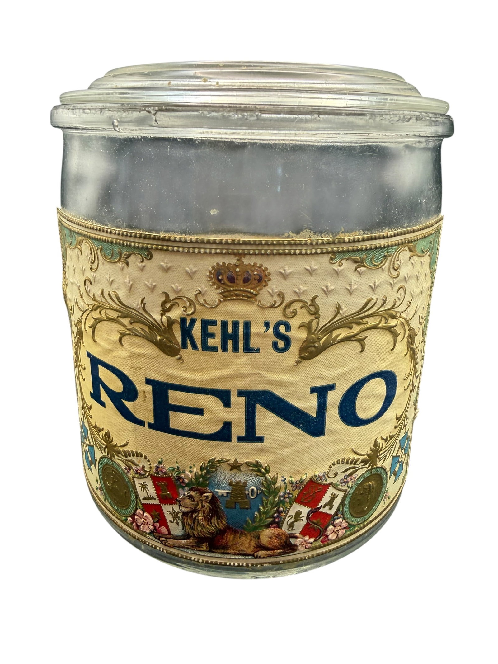 Antique Kehl’s Reno Sheboygan Falls Wisconsin Glass Cigar Humidor w/ Lid (1 of 10)