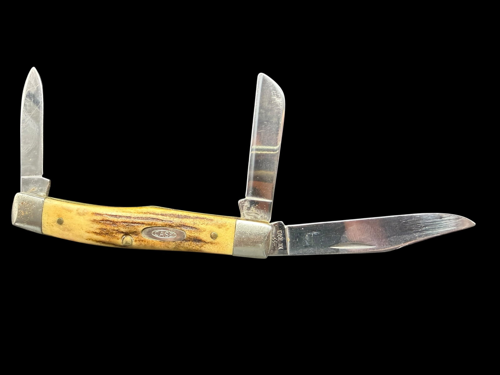 Vintage Case Three Blade Antler Handle Pocket Kife 53032 SSP (1 of 11)