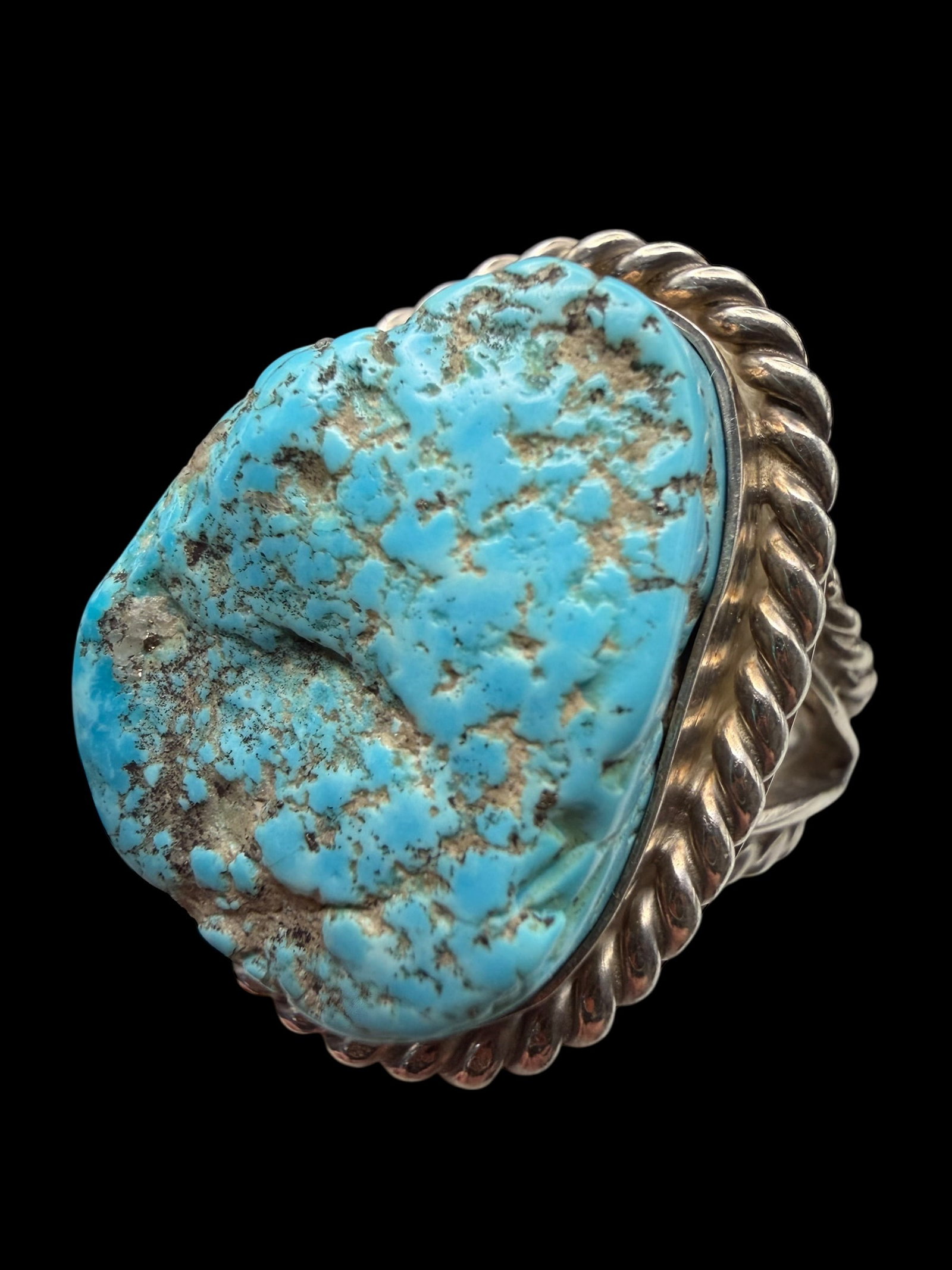Sterling Silver Turquoise Native American Ring Old Pawn Sz 9.75 22.12g 925: Maker: Unmarked. Possibly Old Pawn. / Material: Sterling Silver. / Stone: Turquoise. / Size: 9.75. Face measures 1 1/8” x 7/8”. / Weight: 22.12 grams. / Condition: Excellent and ready to b