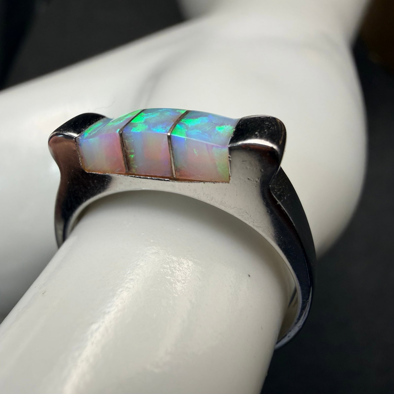 Vintage Sterling Silver Opal Stone Ring Signed SX Sz 8.5 3.06g 925 (1 of 10)