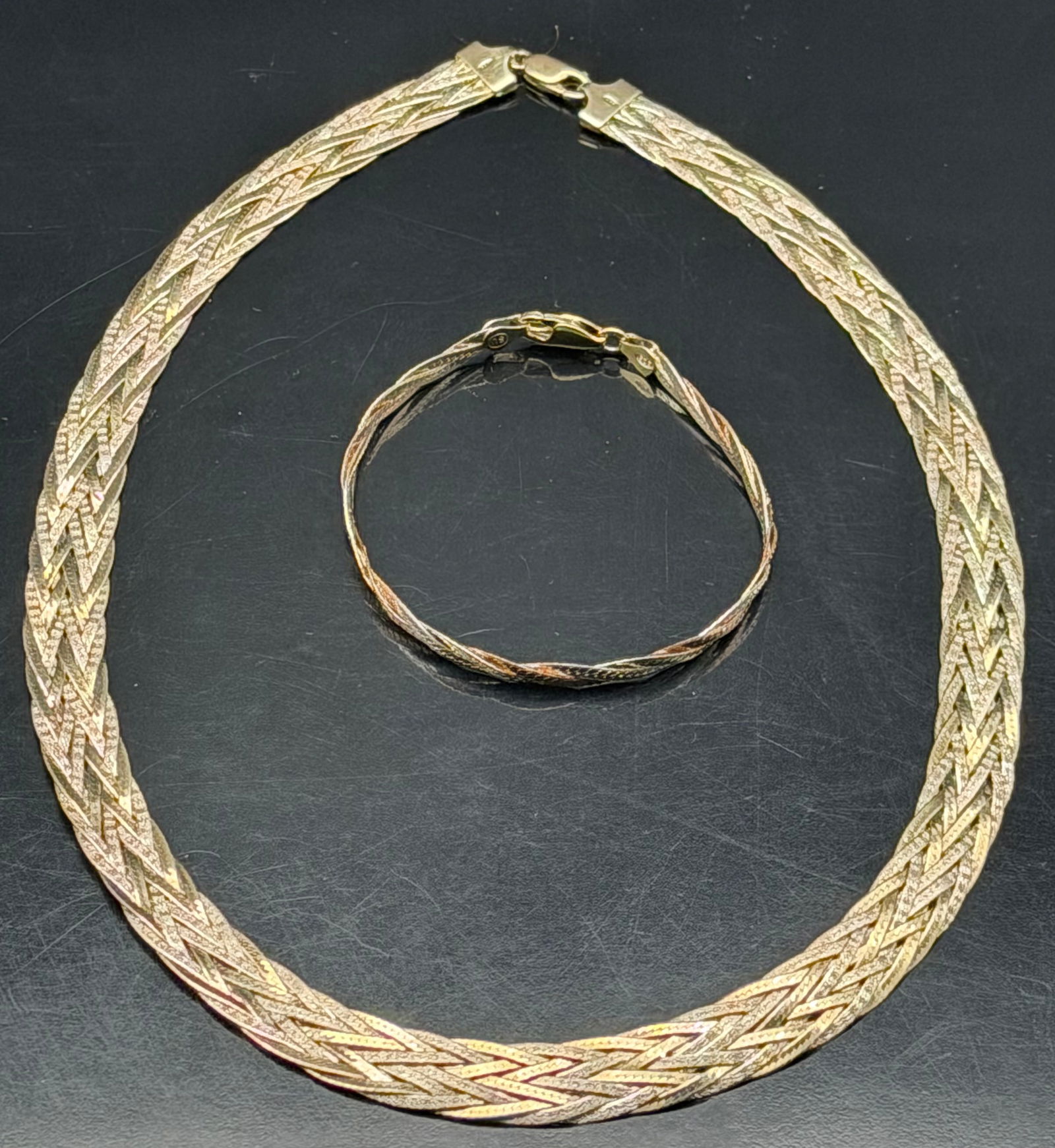 Italian Sterling Silver Braided Necklace & Bracelet Set 925-31g (1 of 11)