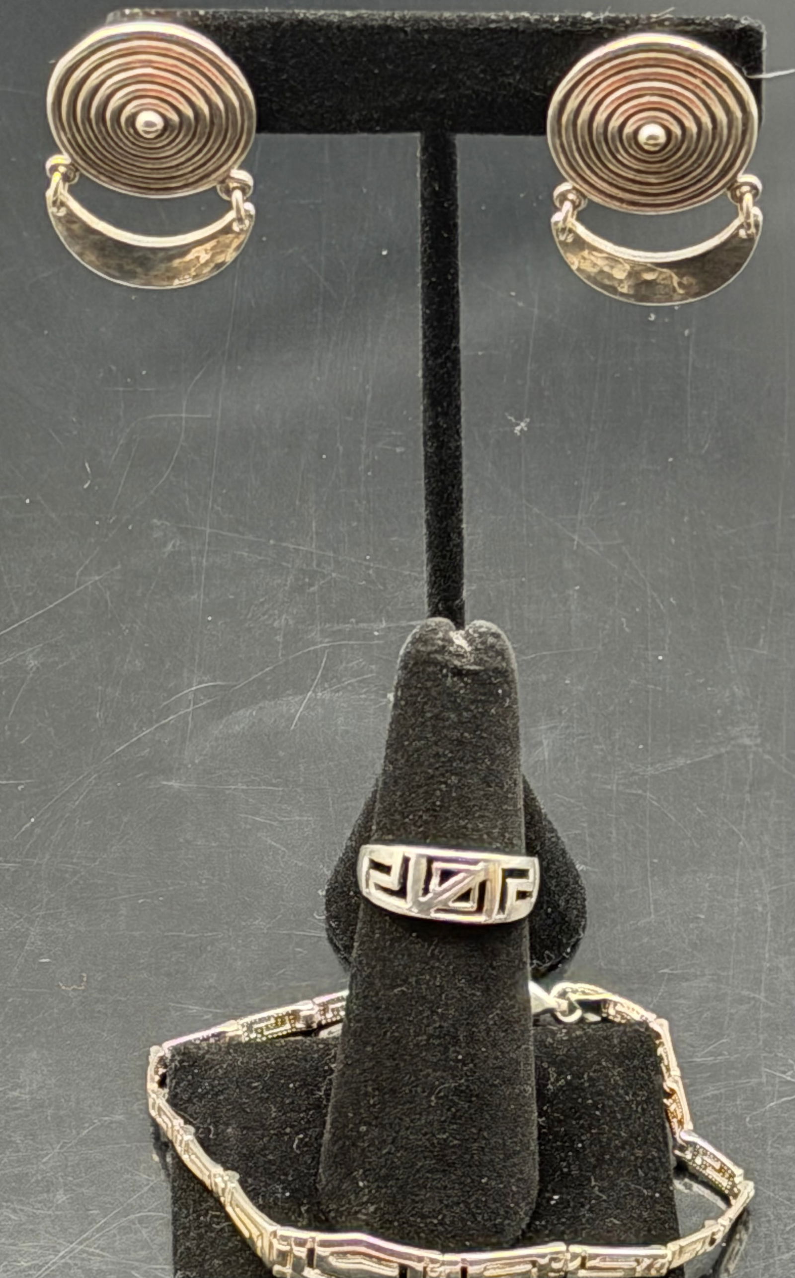 Sterling Silver Ring Earrings Bracelet Set 21g (1 of 13)