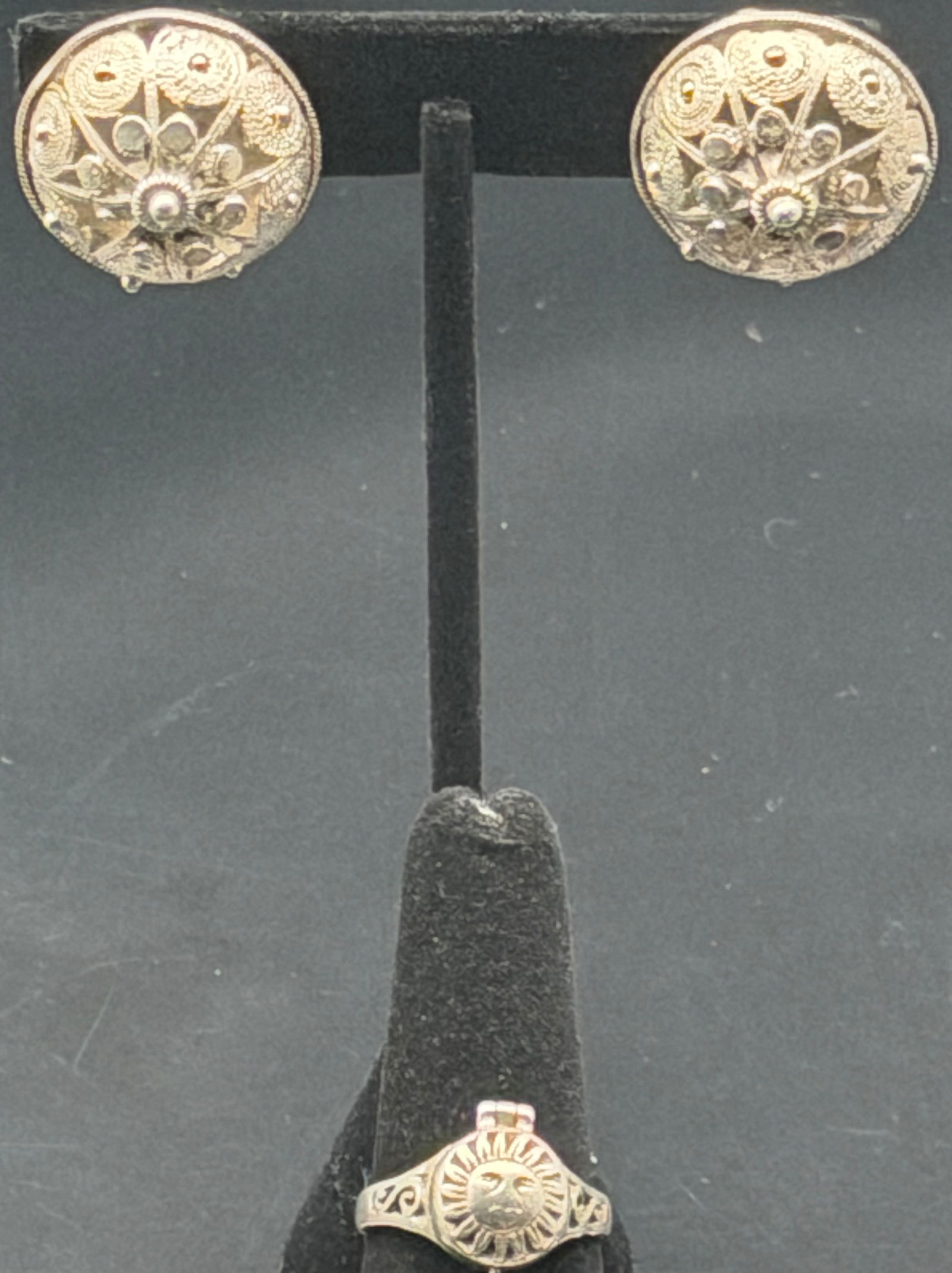 Sterling Silver Sun Motif Set – Ring, Earrings & Bracelet 53g (1 of 9)