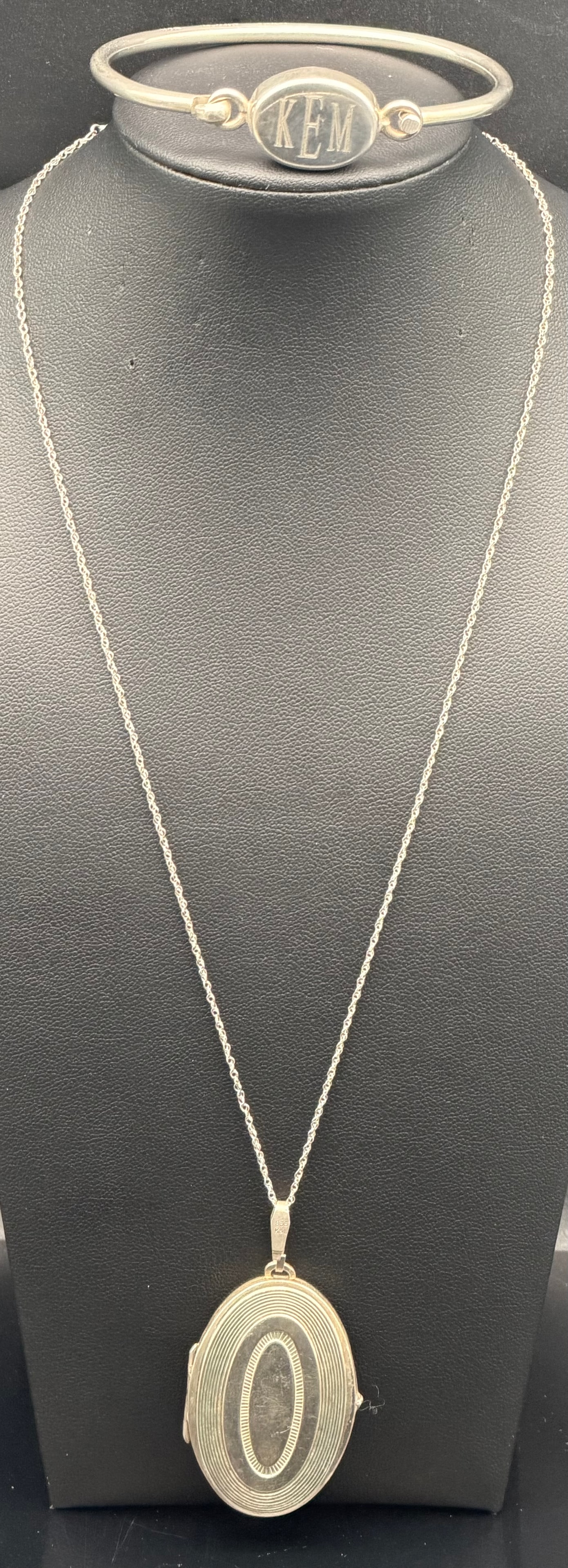 Sterling Silver 835 Locket Necklace & Bracelet Set – 36g (1 of 11)