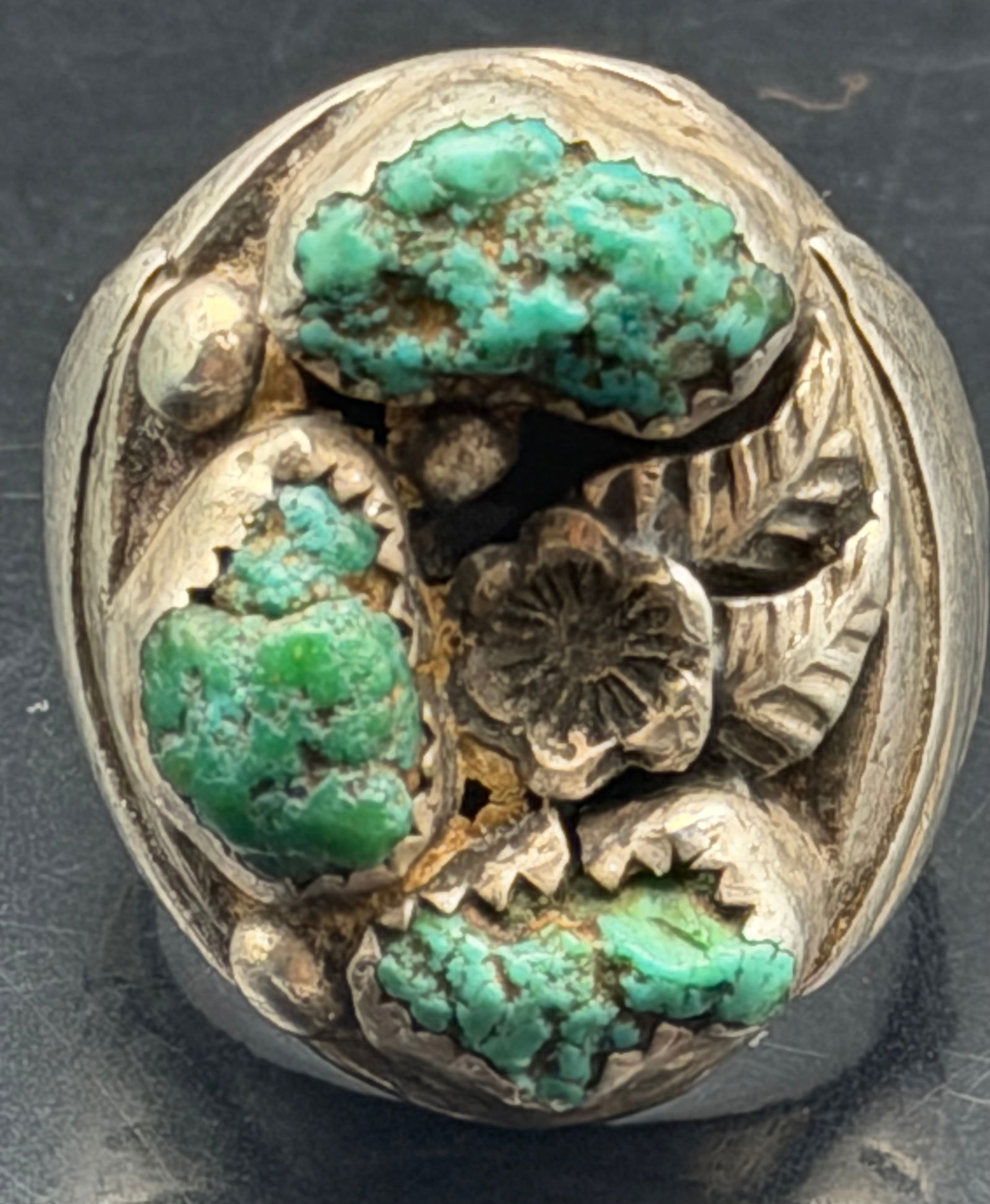 Men’s Sterling Silver Turquoise Nugget Ring (1 of 6)