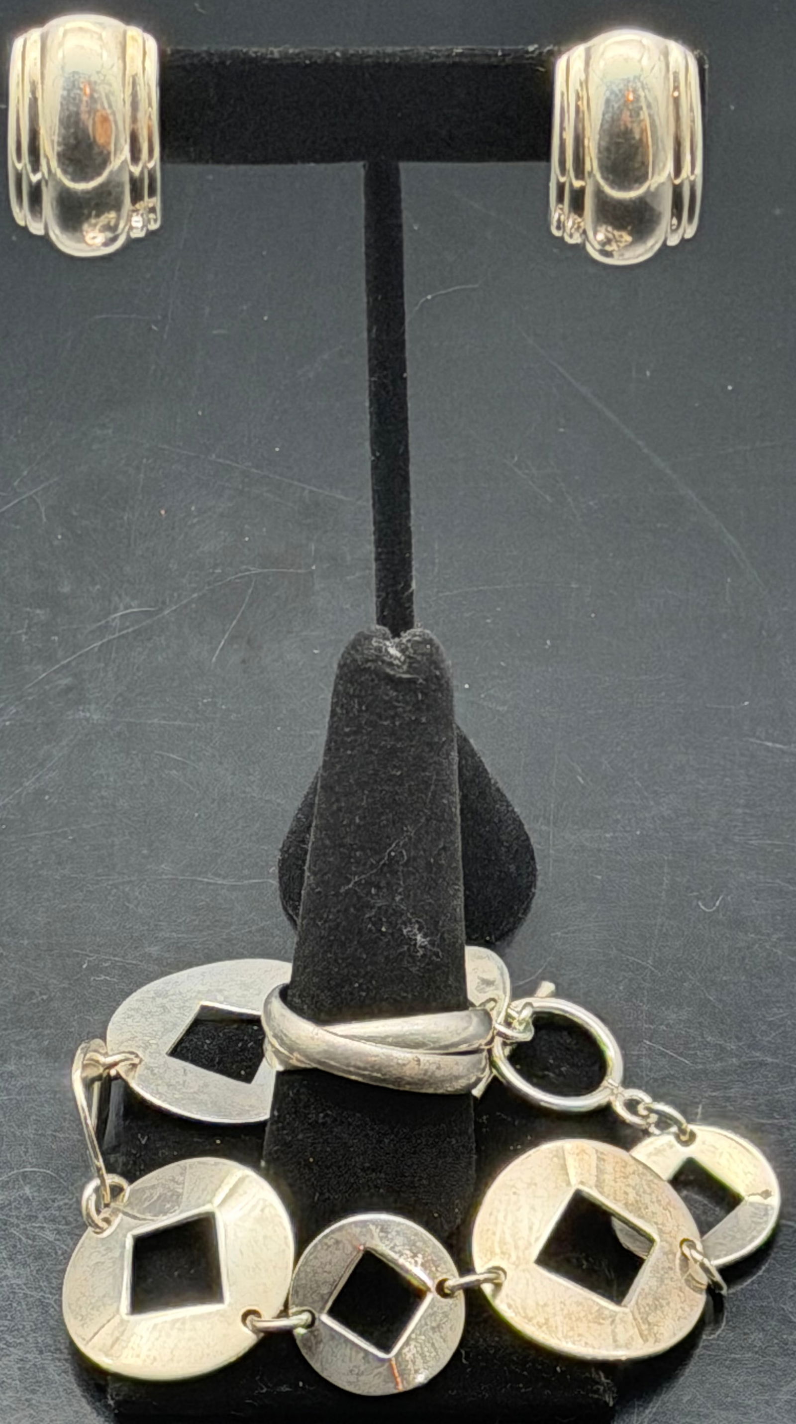 Vintage 925 Sterling Silver Set – Earrings, Bracelet & Ring 46g (1 of 11)