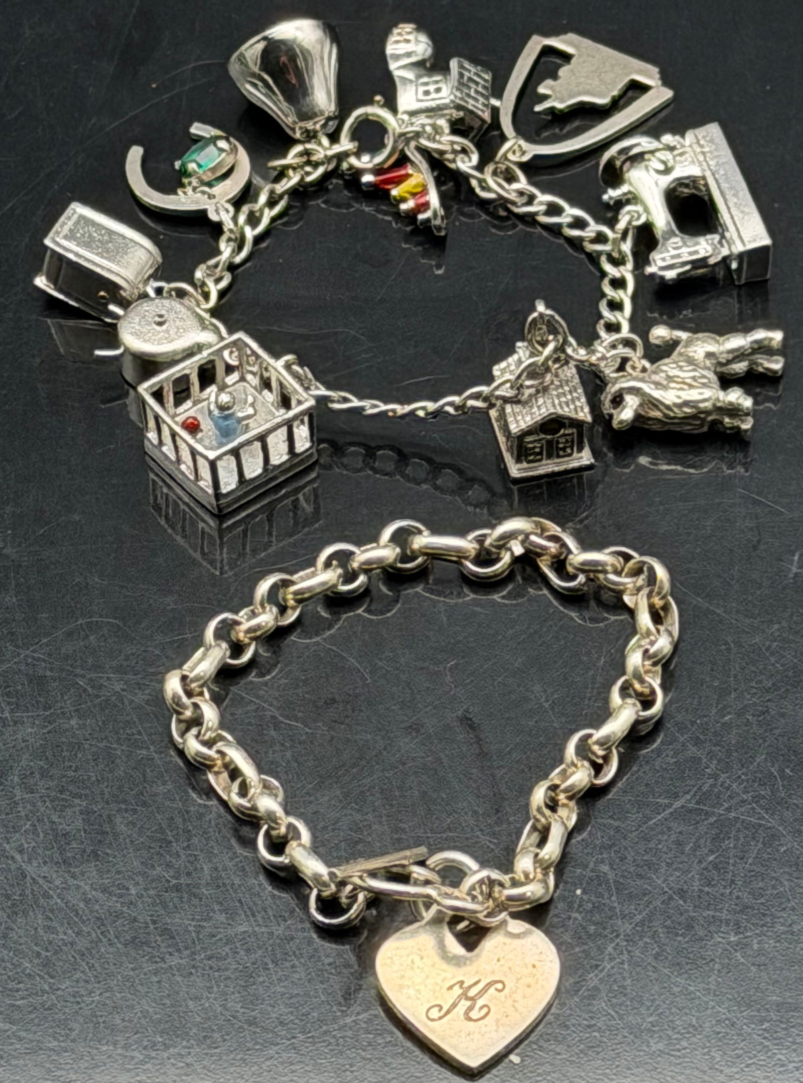 Sterling Silver 925 Charm Bracelet Lot – 2 Bracelets – 50g (1 of 6)