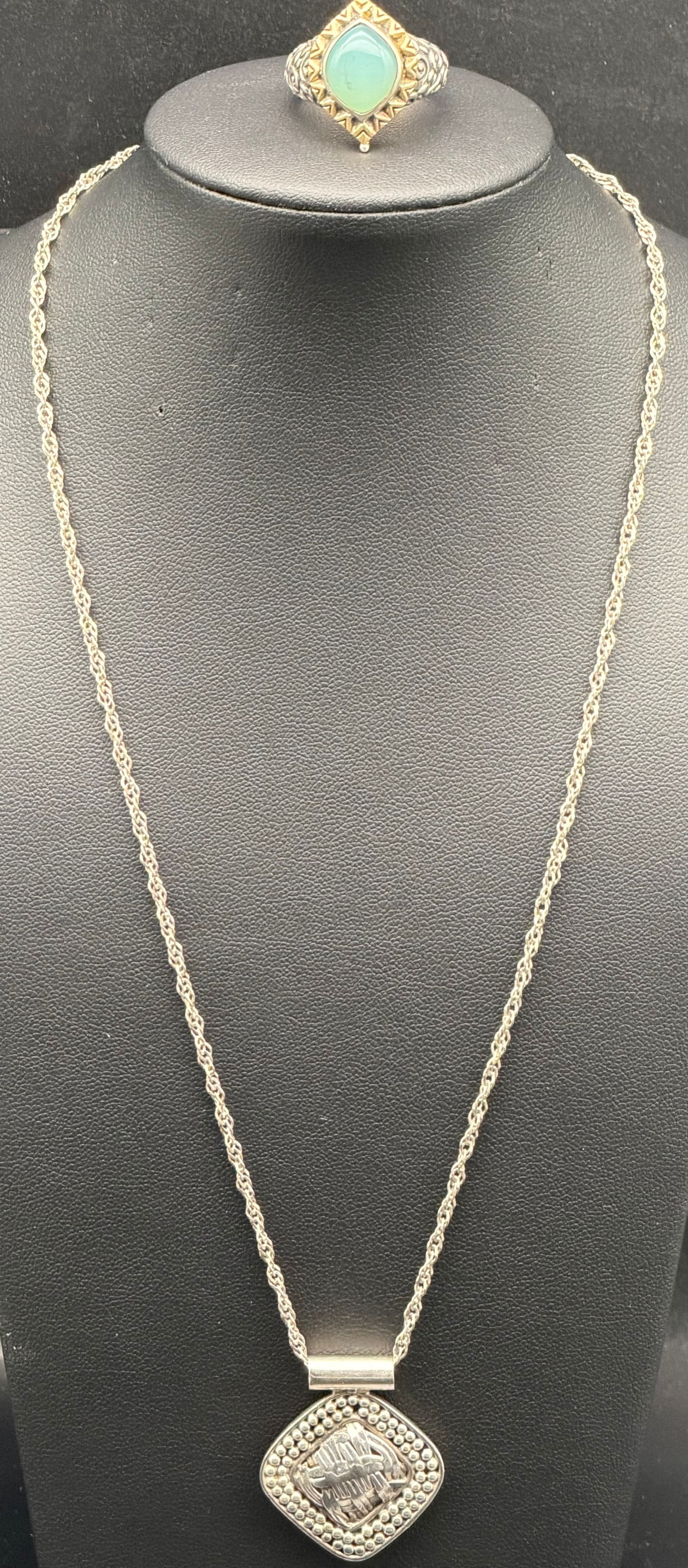 Sterling Silver 925 Pendant Necklace & Ring Set – 23g (1 of 12)