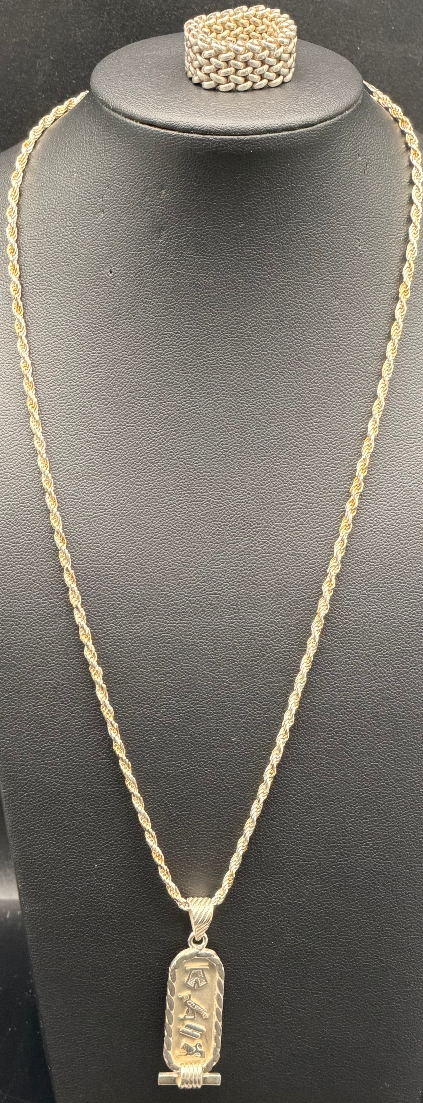 Sterling Silver 925 Rope Chain & Name Pendant Necklace + Wide Ring – 25g (1 of 10)