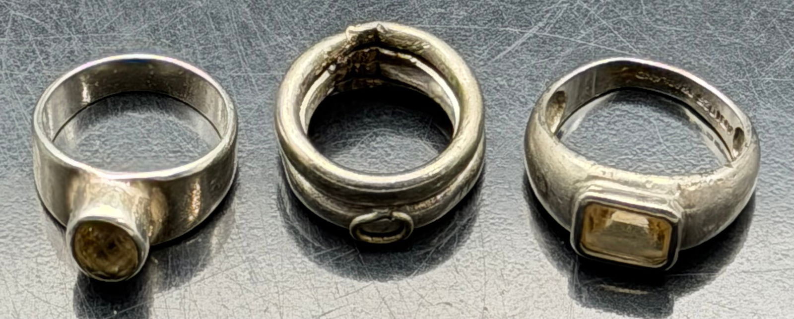 Sterling Silver Men’s Rings Lot 3-Stone Settings – 12g (1 of 11)