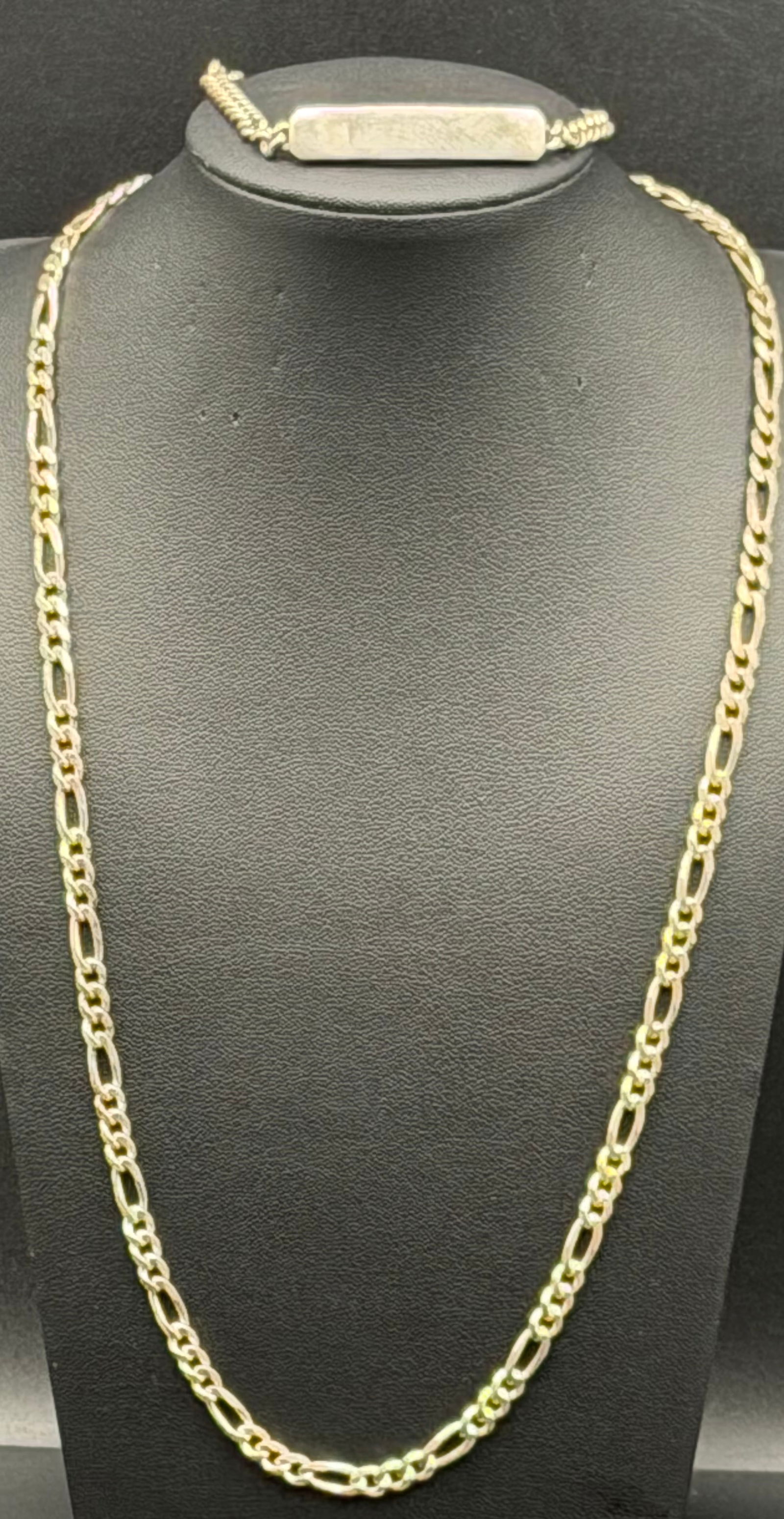 Men’s Italy Sterling Silver Figaro Chain & ID Bracelet Set 29g (1 of 12)