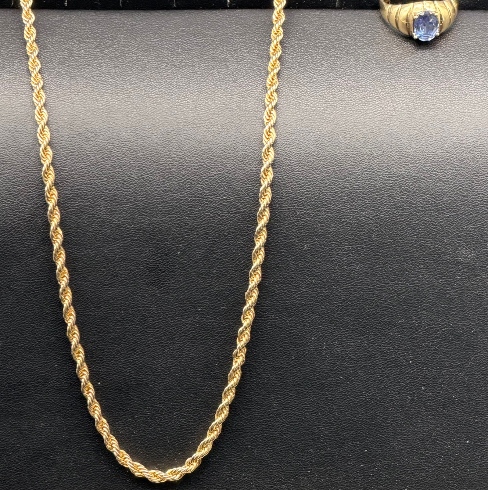 925 Sterling Silver Gold Tone Rope Chain Necklace & Ring Set 25g (1 of 9)